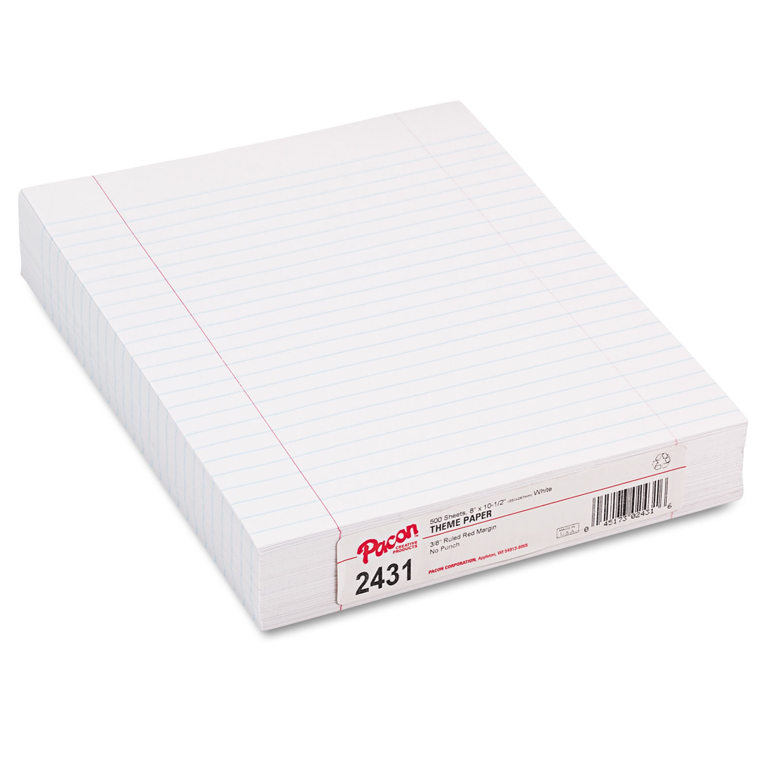 Pacon 2431 Composition Paper, 8 x 10.5, Wide/Legal Rule, 500/Pack (PAC2431) 