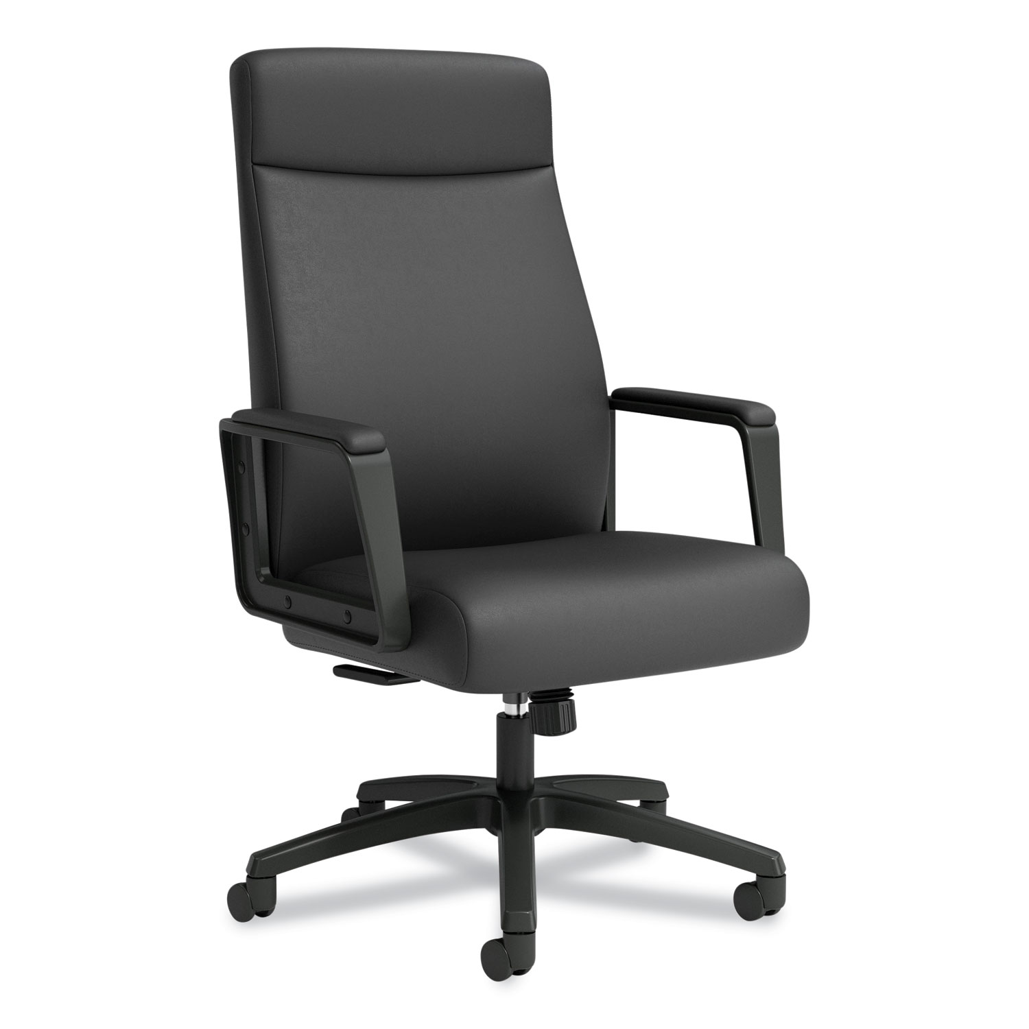 Prestige Bonded Leather Manager Chair, Supports Up to 275 lb, Black Seat/Back, Black Base