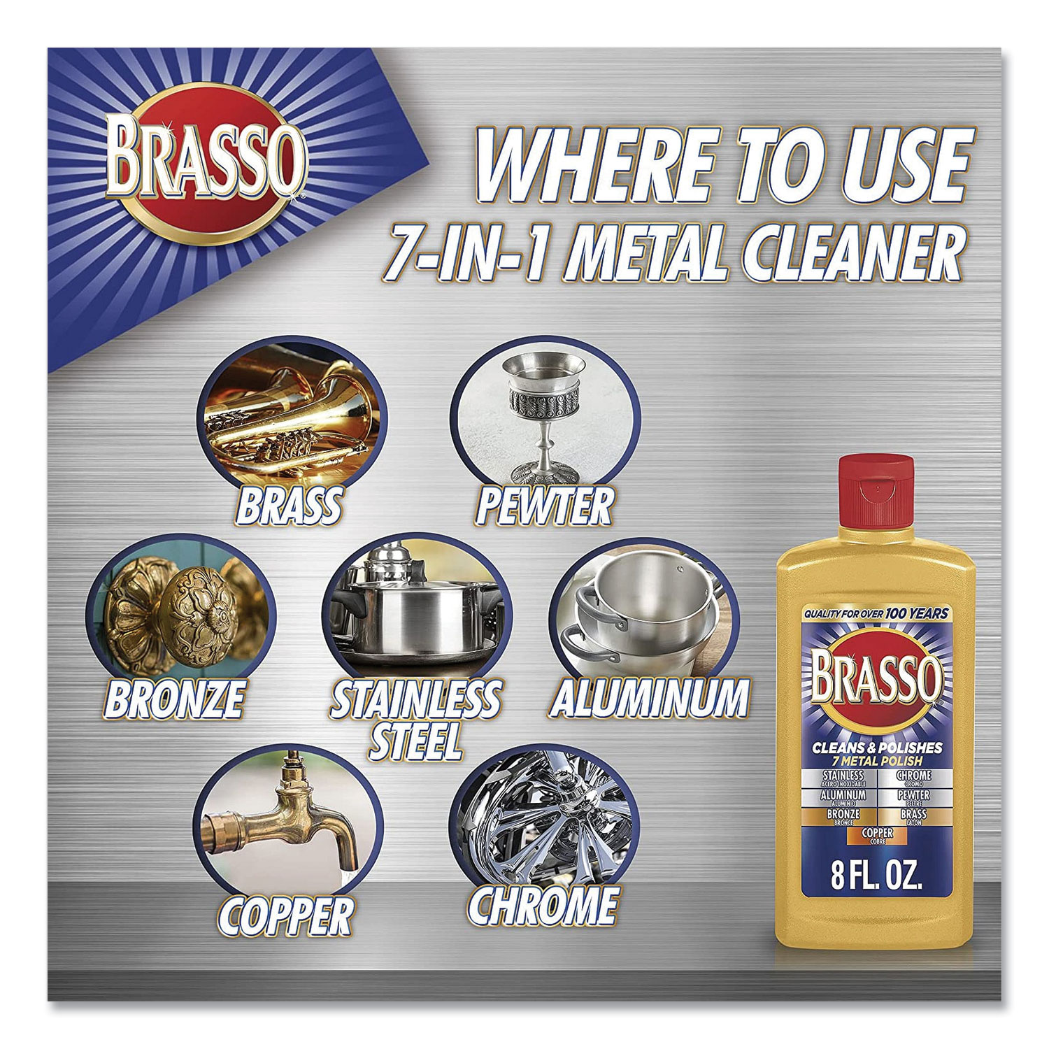 Brasso Metal Polish, Copper, Stainless, Chrome, Aluminum, Pewter