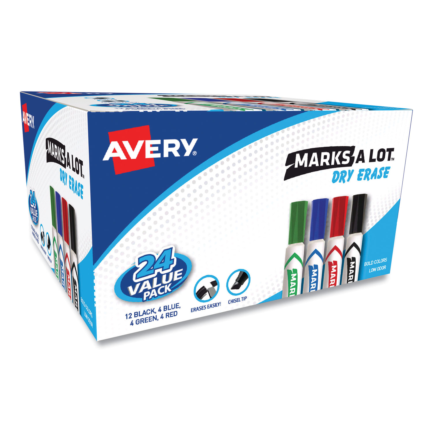 Low-Odor Dry-Erase Marker, Broad Chisel Tip, Black, Dozen -  mastersupplyonline
