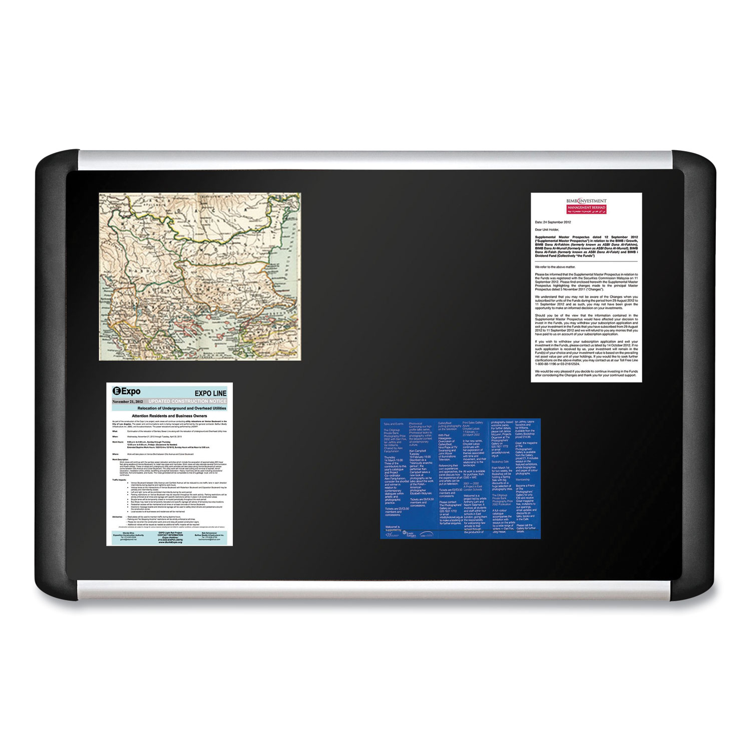 MasterVision® Softtouch Bulletin Board, 96 x 48, Black Fabric Surface