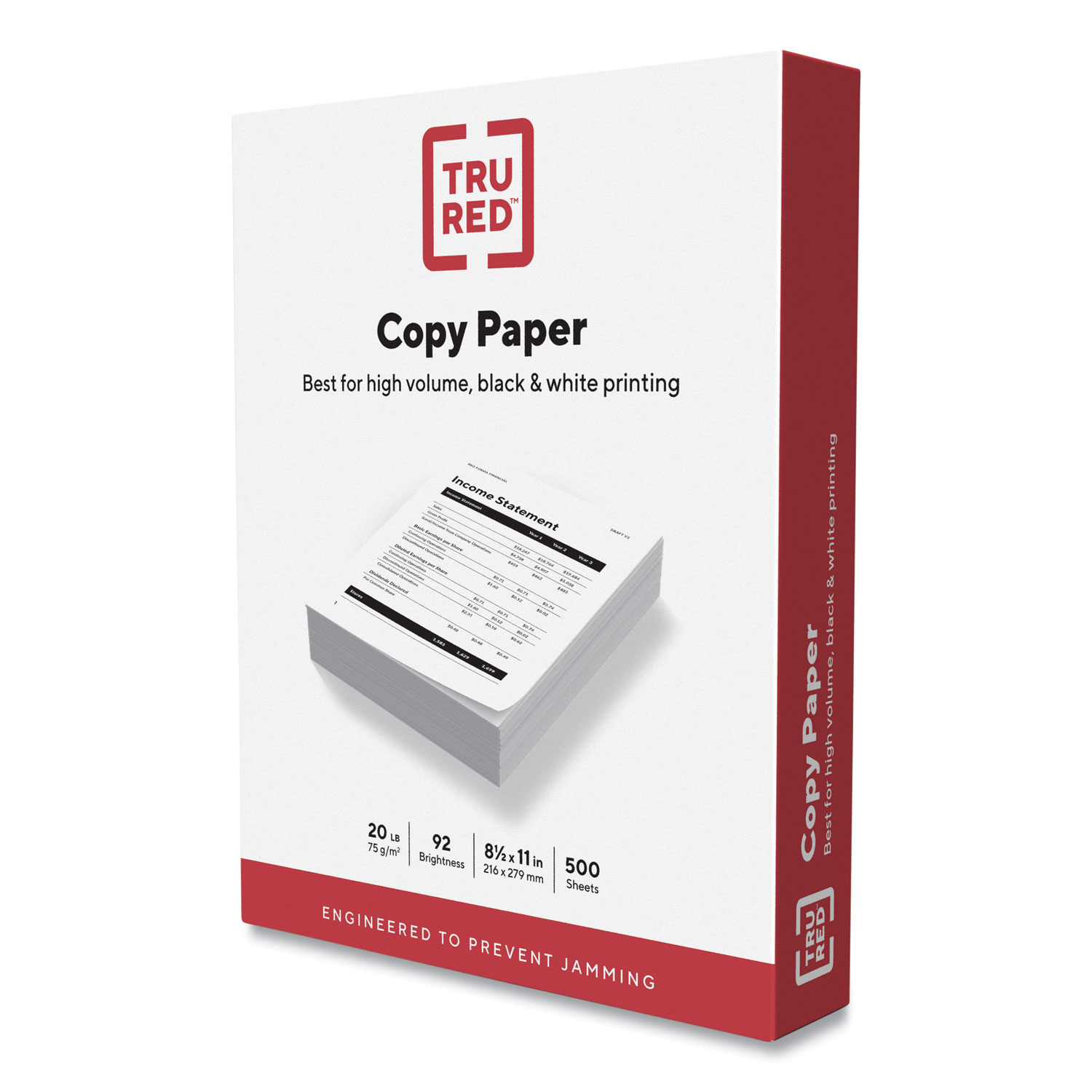 TRU RED™ Copy Paper, 92 Bright, 20 lb Bond Weight, 8.5 x 11, 500 Sheets