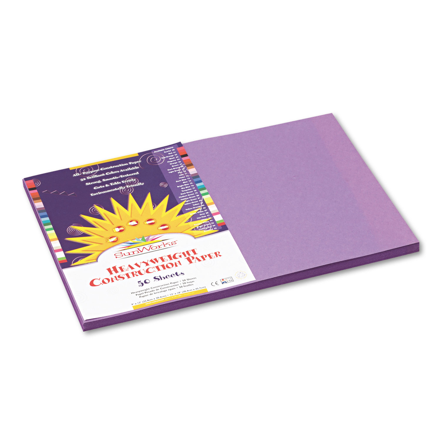 Construction Paper, 58 lbs., 12 x 18, Violet, 50 Sheets/Pack