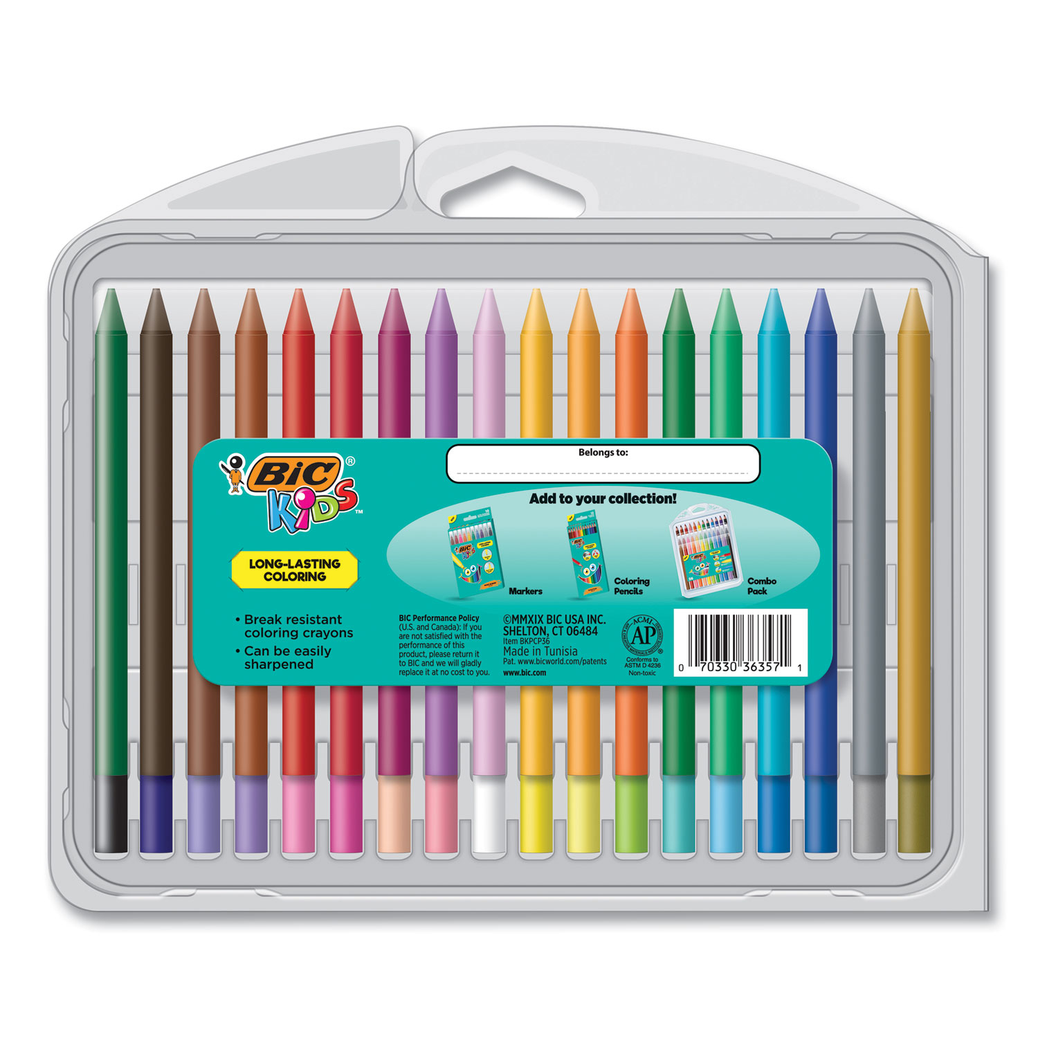 Bic Kids Coloring Combo Pack in Durable Case 12 Each Colored Pencils Crayons Markers