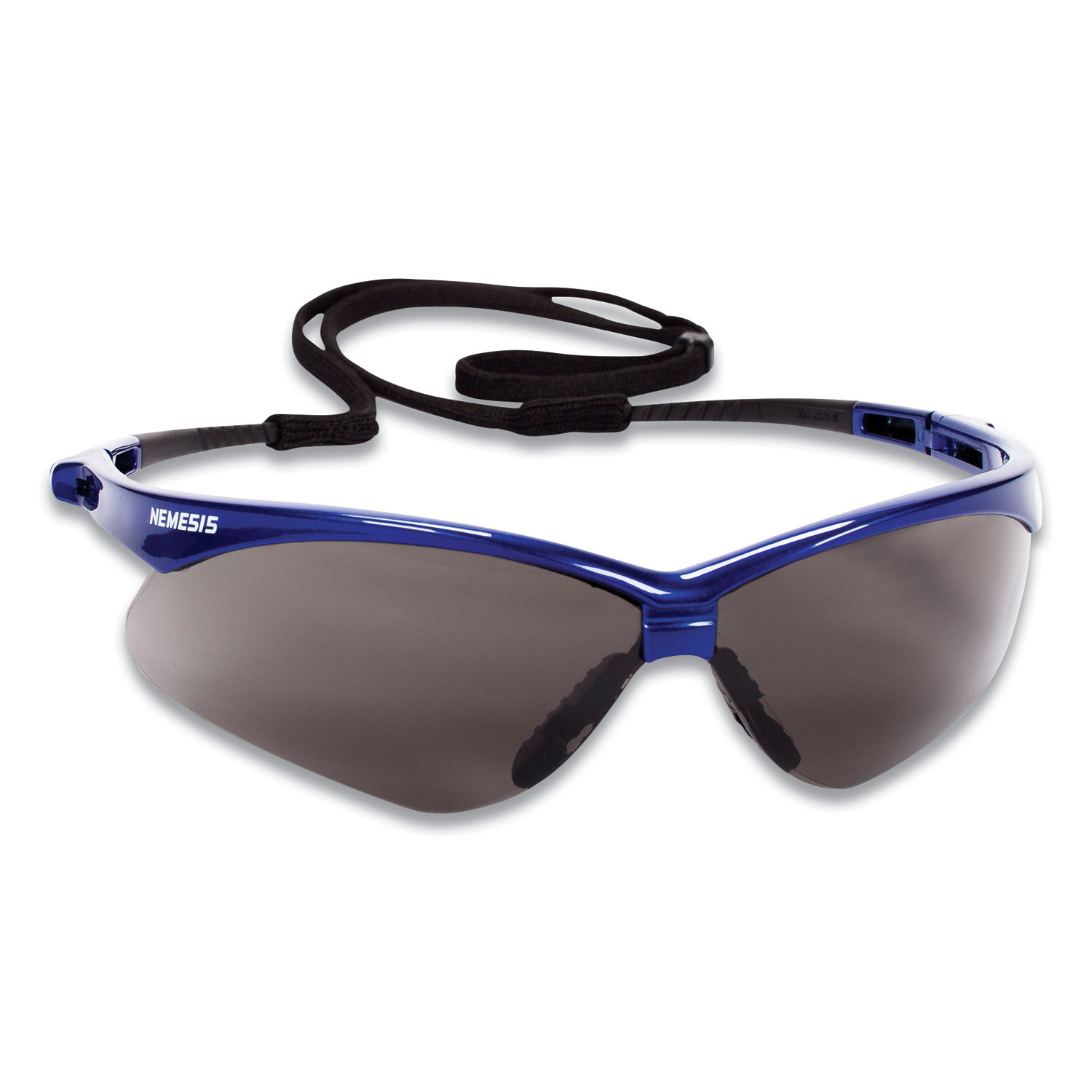 Nemesis Safety Glasses, Metallic Blue Half Frame, Smoke Dual Lens, 12/Box