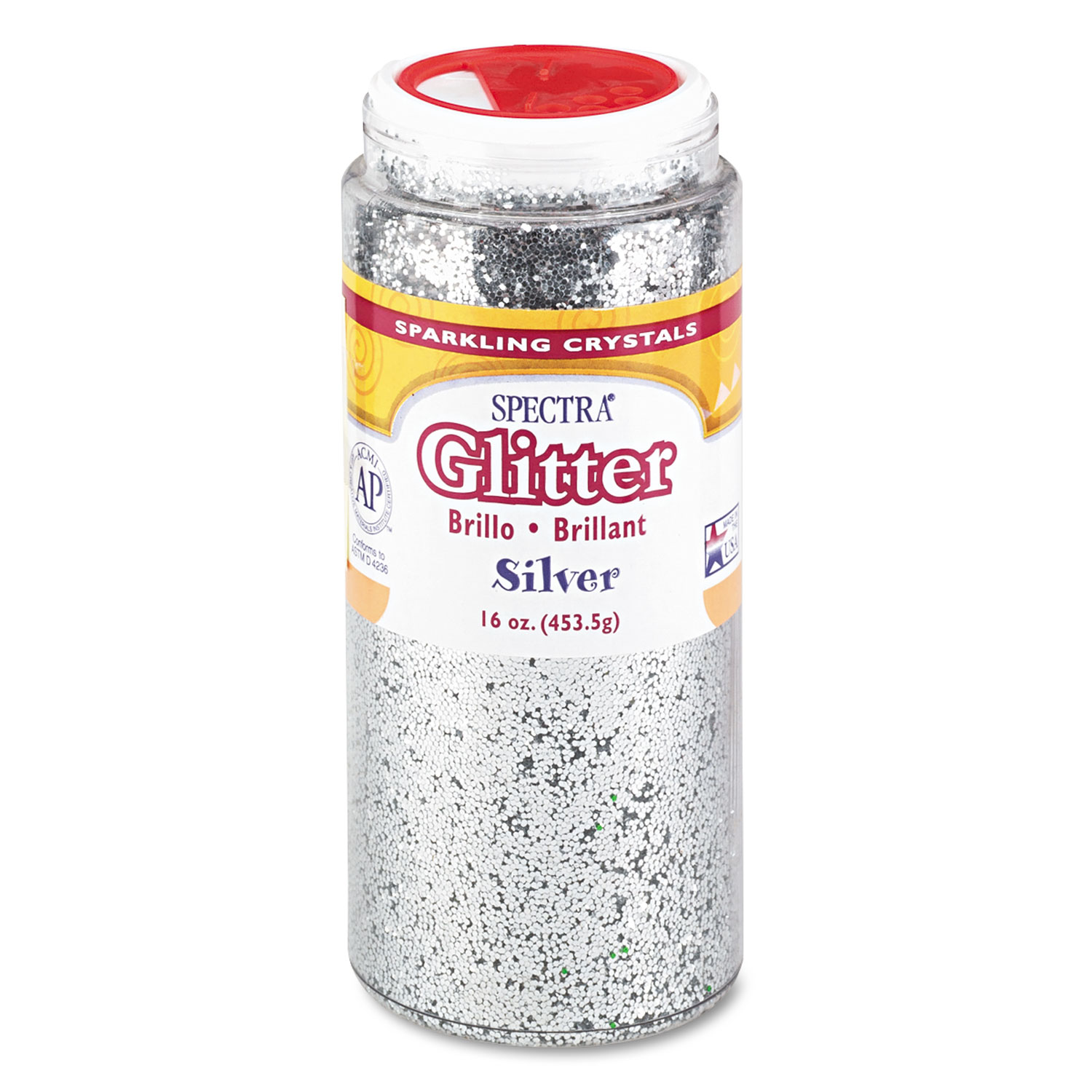 Spectra Glitter, .04 Hexagon Crystals, Silver, 16 oz Shaker-Top Jar