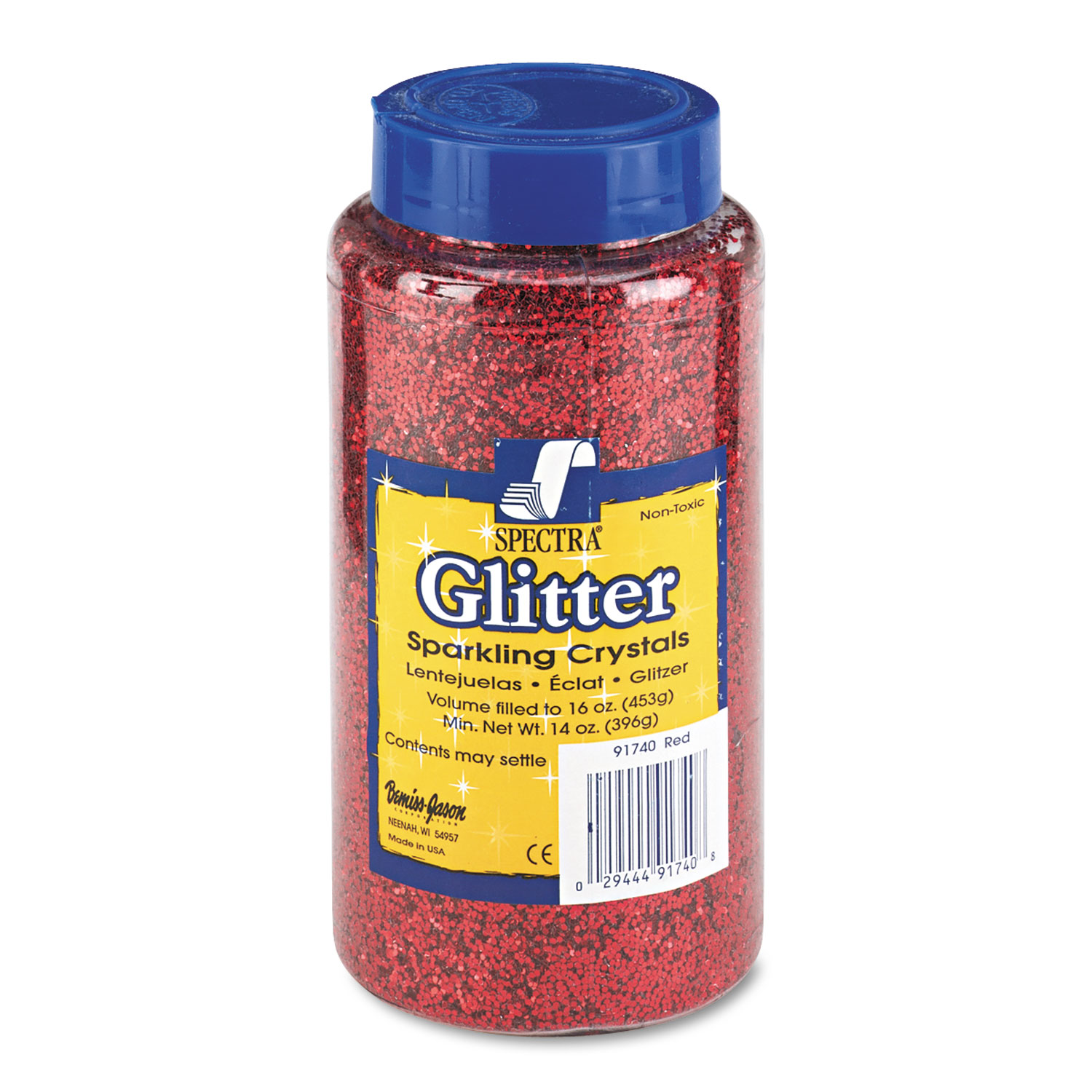  Pacon 91740 Spectra Glitter, .04 Hexagon Crystals, Red, 16 oz Shaker-Top Jar (PAC91740) 