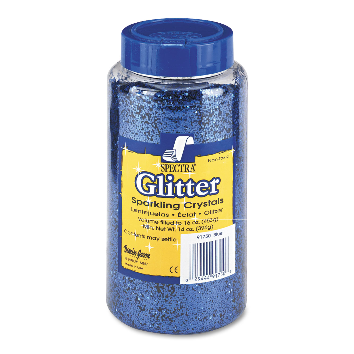 Spectra Glitter, .04 Hexagon Crystals, Blue, 16 oz Shaker-Top Jar