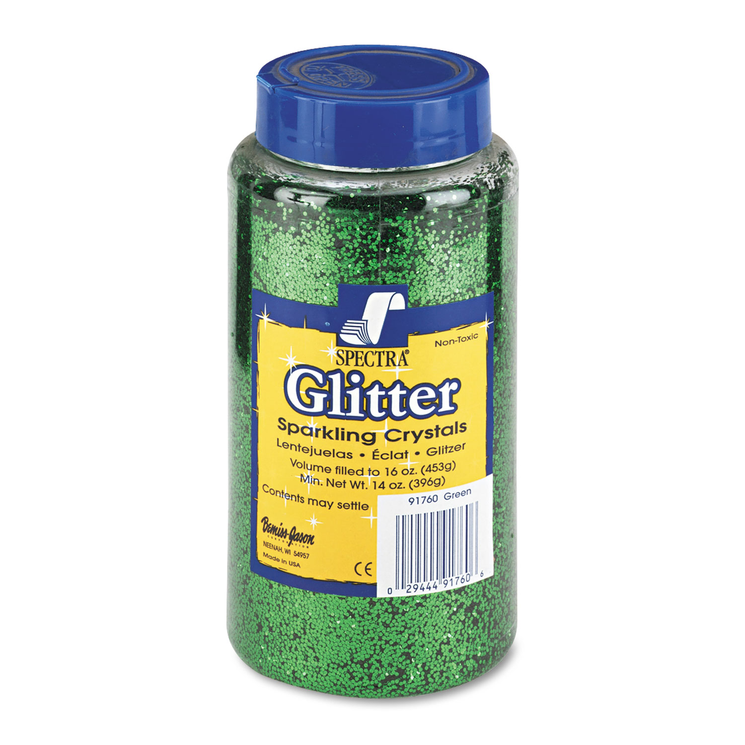Spectra Glitter, .04 Hexagon Crystals, Green, 16 oz Shaker-Top Jar