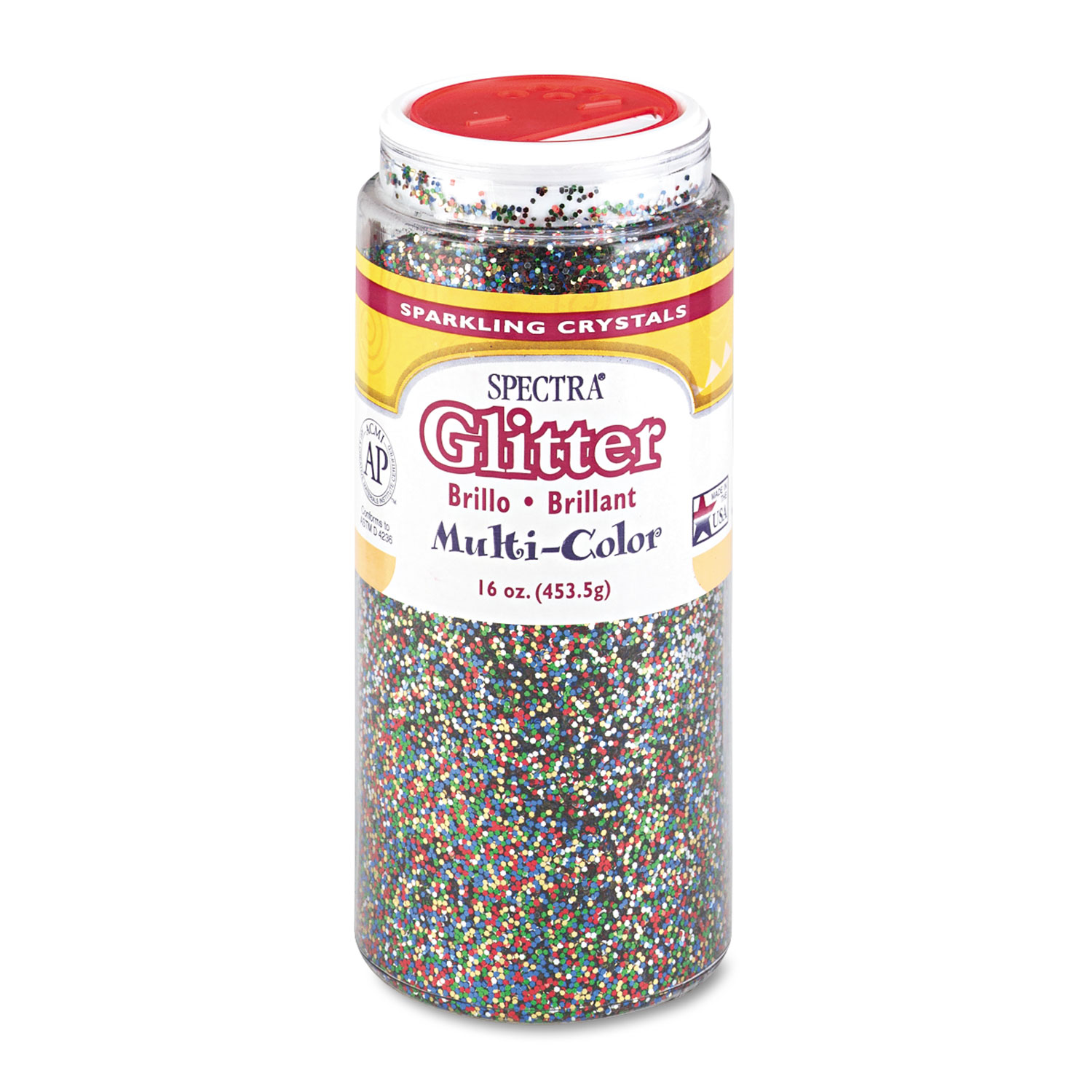 Pacon® Spectra Glitter, .04 Hexagon Crystals, Multicolor, 16 oz Shaker-Top Jar