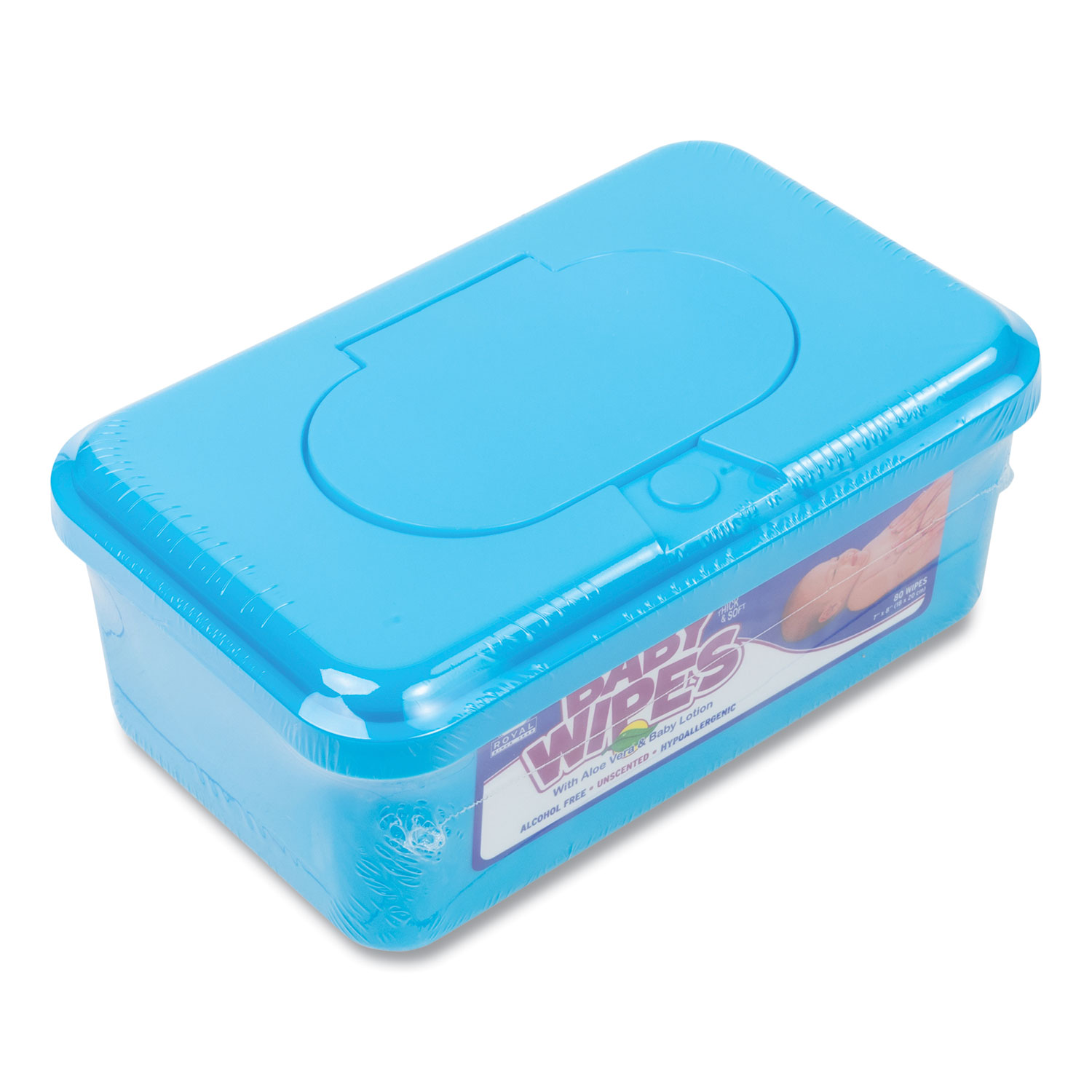 AmerCareRoyal® Baby Wipes Tub, Unscented, White, 80/Tub, 12 Tubs/Carton