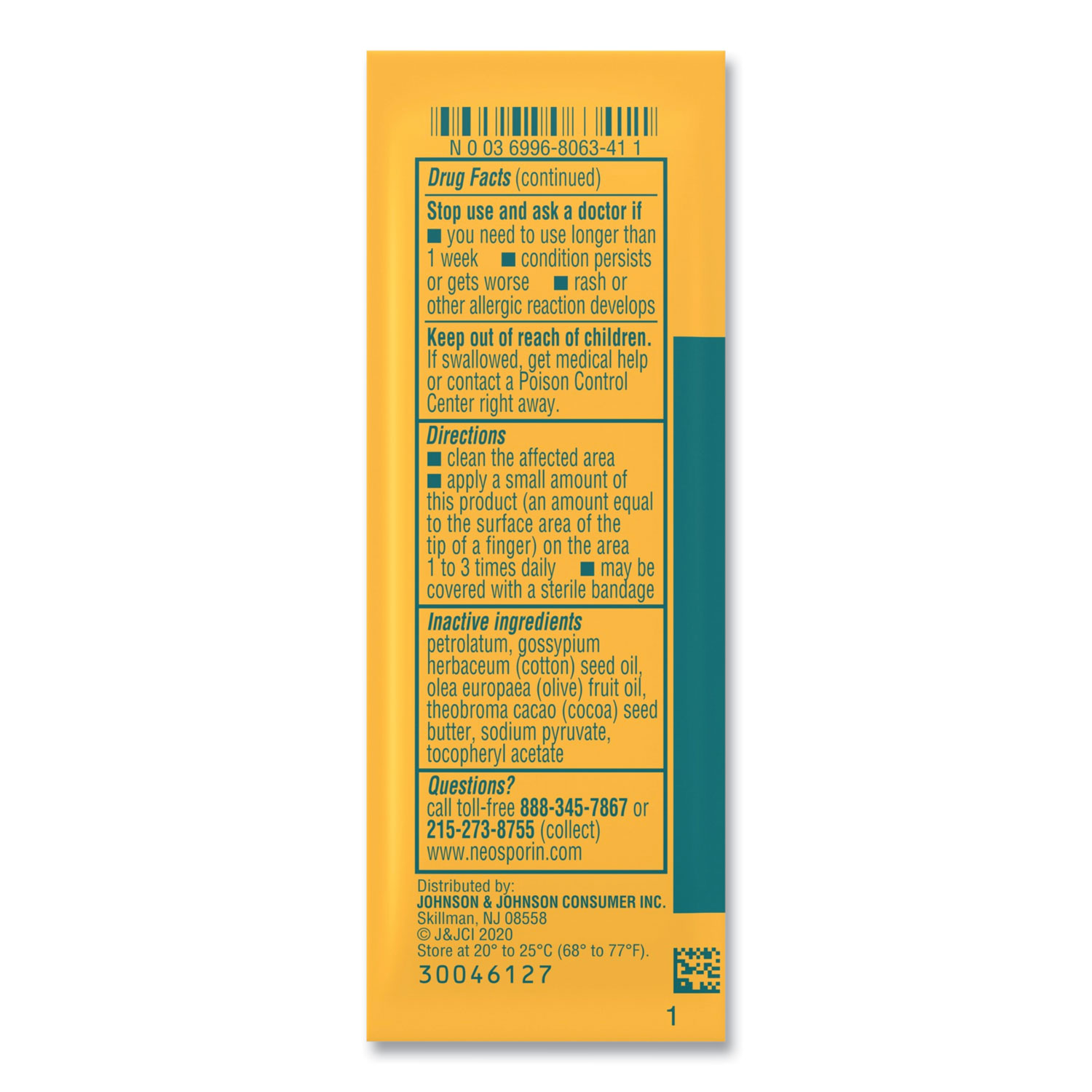 Neosporin® Antibiotic Ointment, 0.03 oz Packet, 144/Box Associated Paper