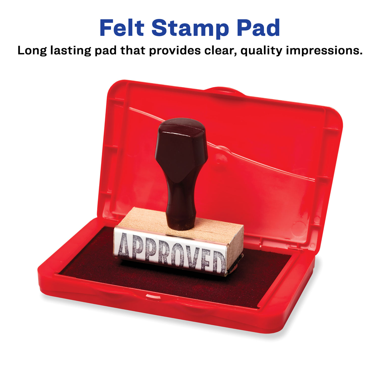 Pre-Inked Felt Stamp Pad, 4.25 x 2.75, Red - mastersupplyonline