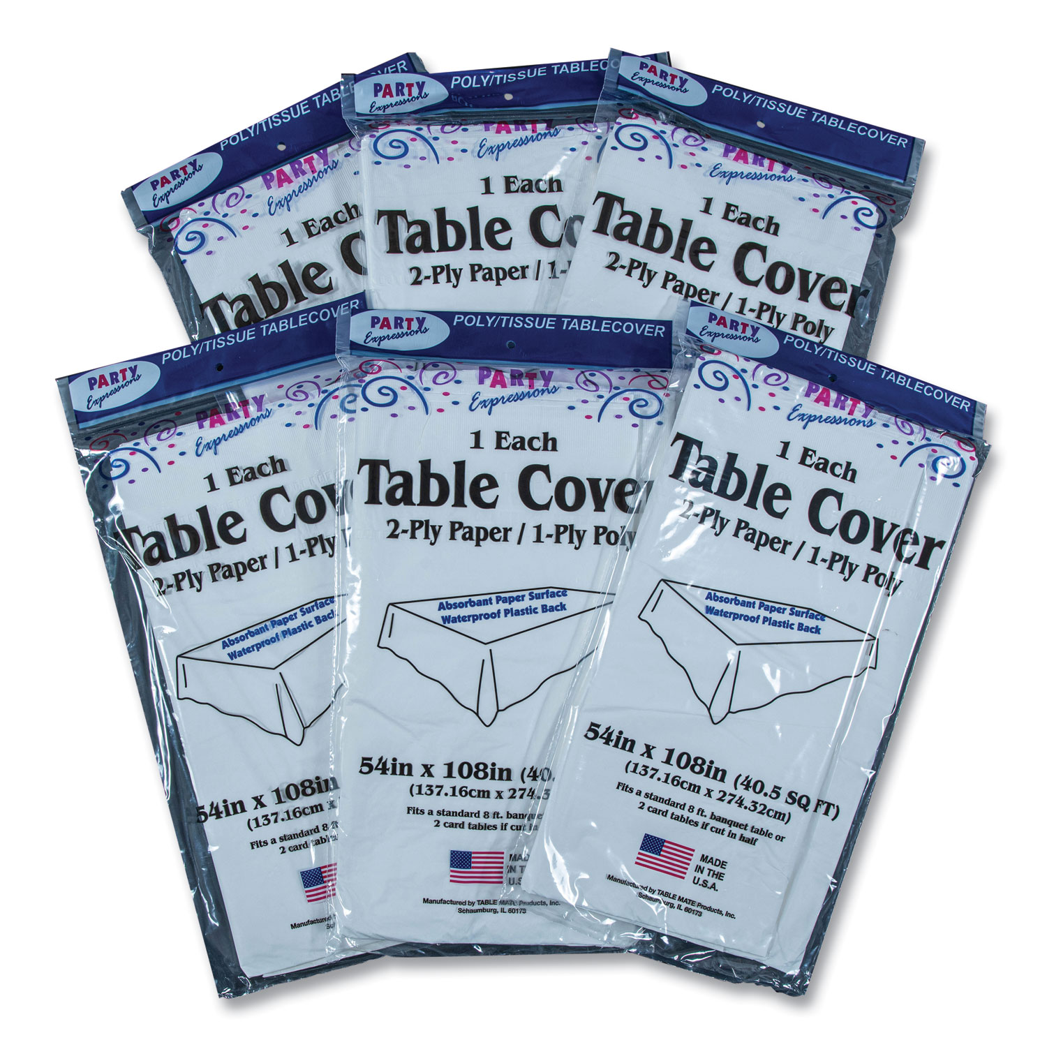 Poly Tissue Tablemate Table Set Poly Tissue Table Cover 108" X 54" 6/pack 