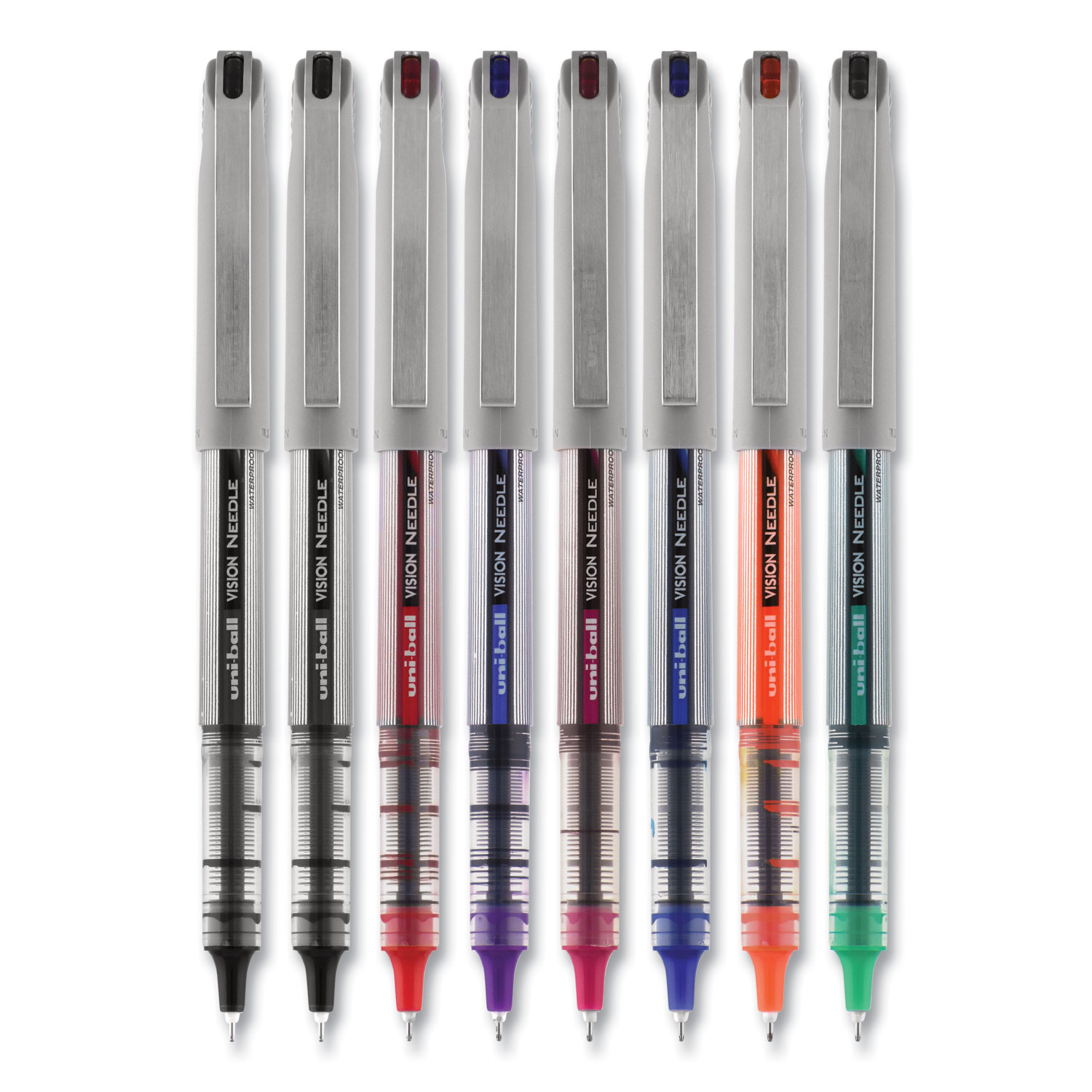 Uniball Vision Rollerball Pens, Black Pens Pack of 12, Fine Point Pens with  0.7mm Medium Black Ink, Ink Black Pen, Pens Fine Point Smooth Writing