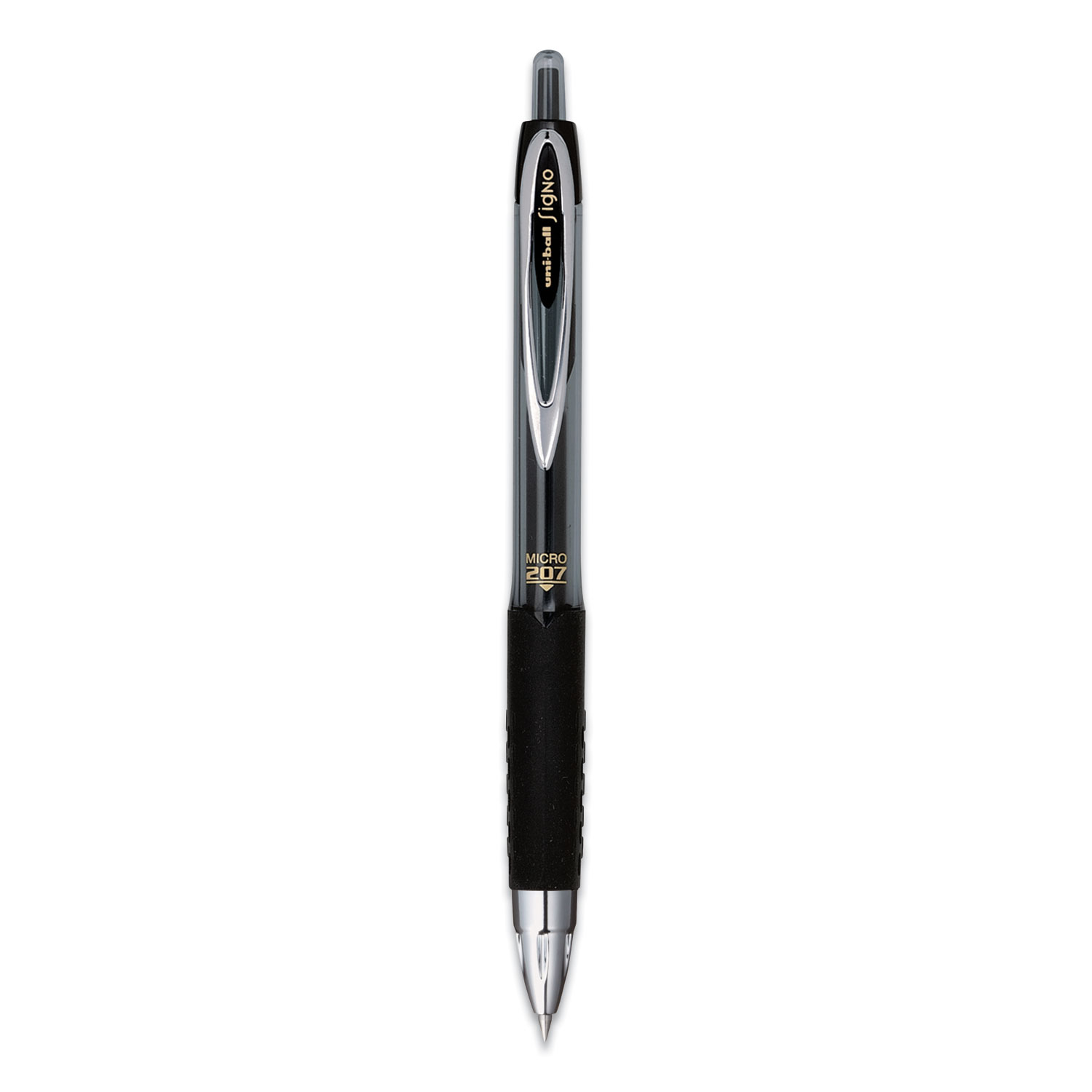 207 Plus+ Gel Pen, Retractable, Medium 0.7 mm, Black Ink, Black Barrel