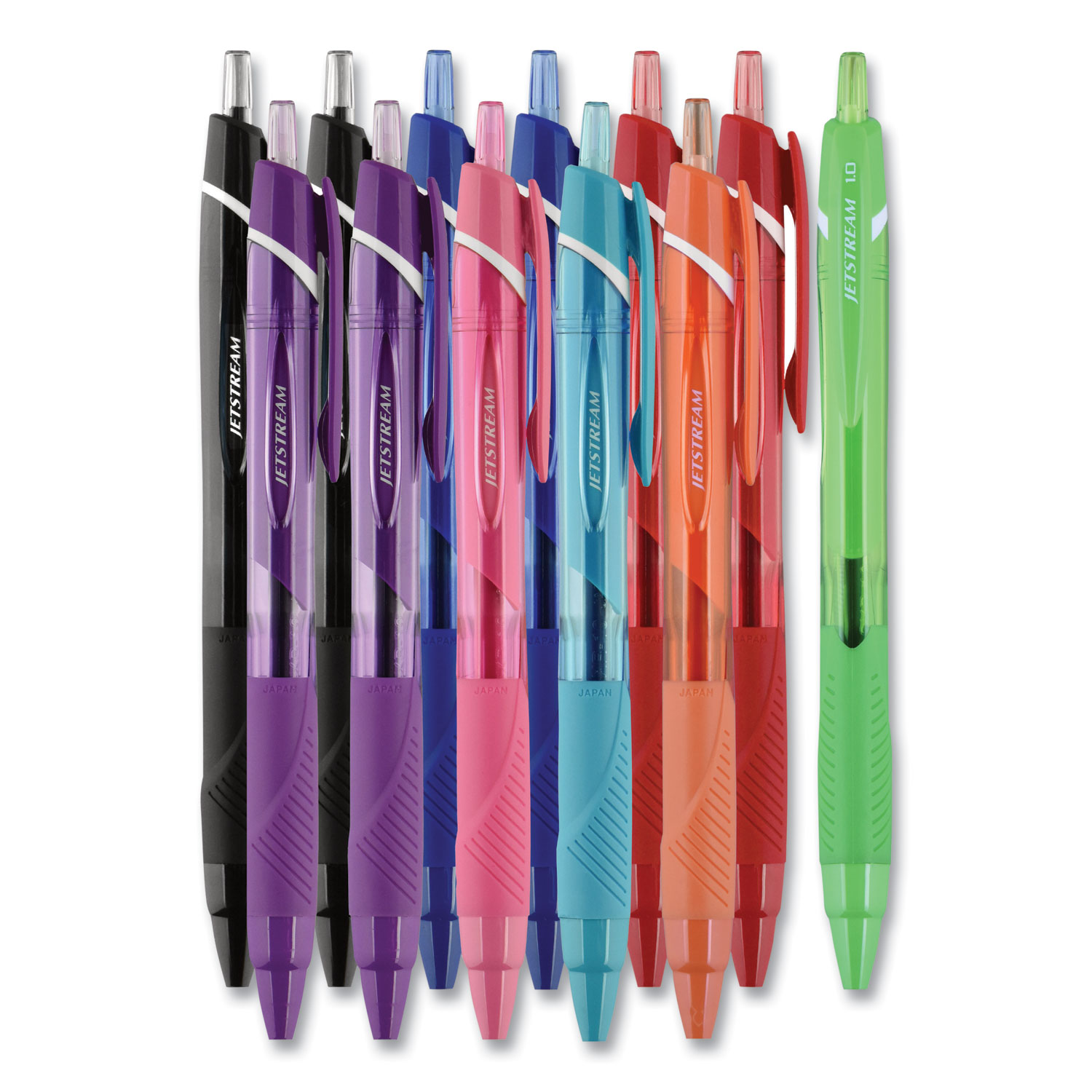 Uni-Ball Gel Pen, Stick, Assorted Sizes, Assorted Ink Colors, Clear Barrel, 24/Pack