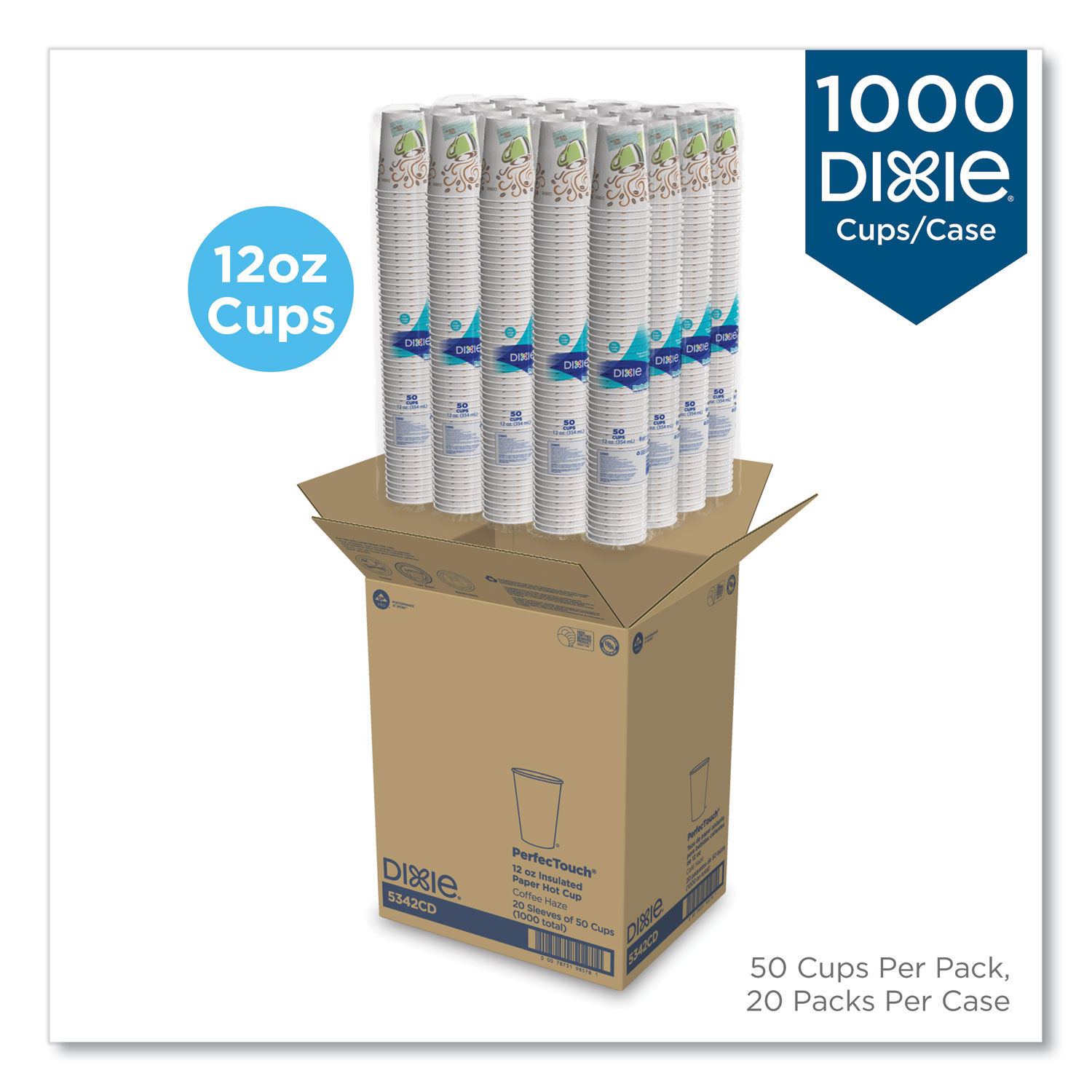 Dixie PerfecTouch Grab 'N Go 12 oz Paper Cups & Lids