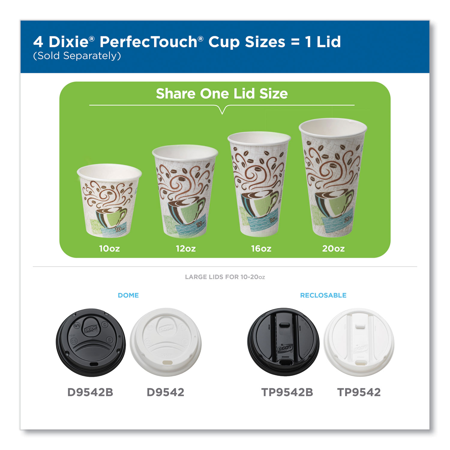 Dixie PerfecTouch Grab 'N Go 12 oz Paper Cups & Lids