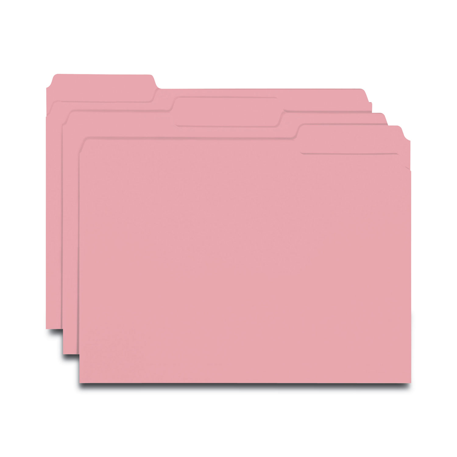 Interior File Folders, 1/3-Cut Tabs: Assorted, Letter Size, 0.75″ Expansion, Pink, 100/Box