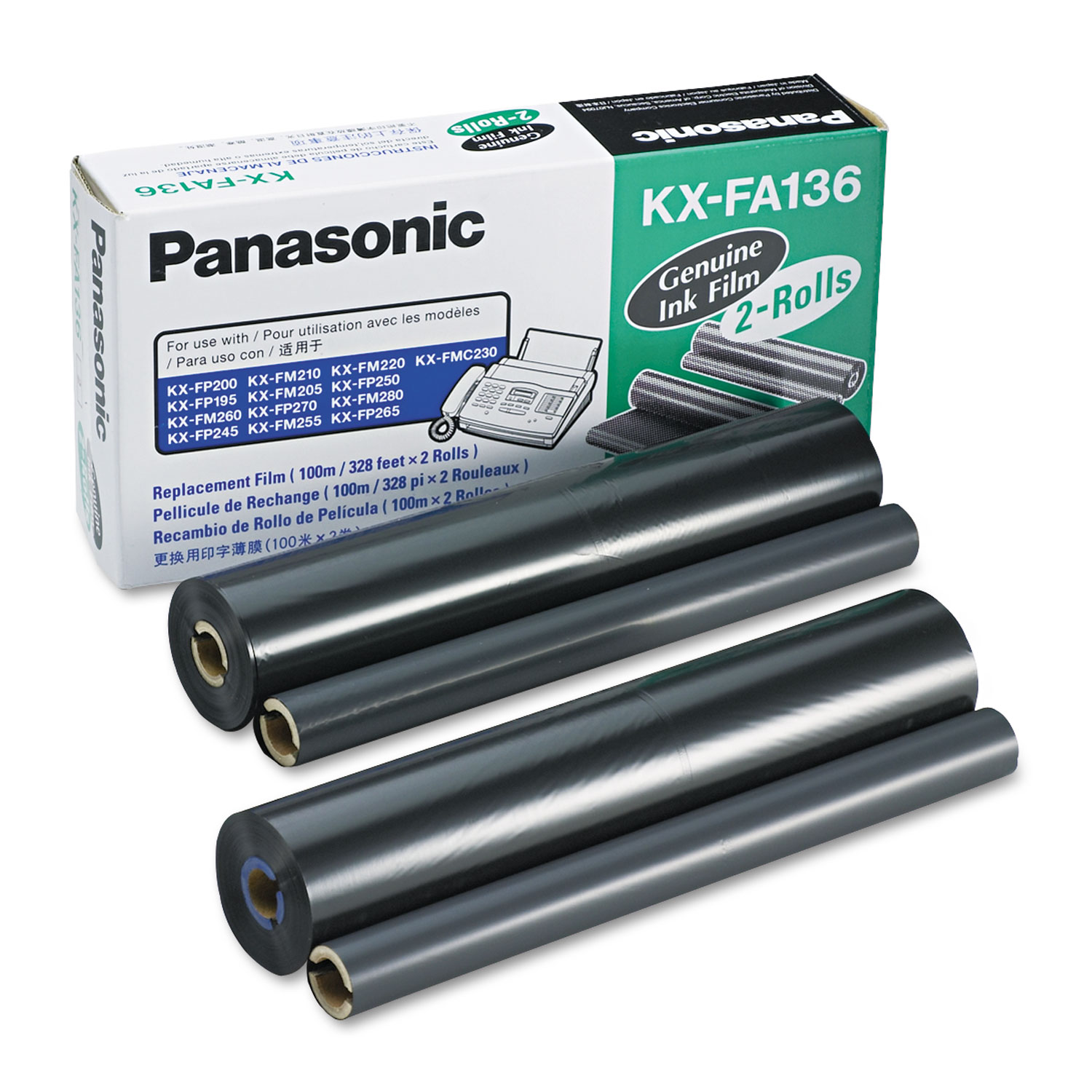  Panasonic KXFA136 KX-FA136 Film Roll Refill, 710 Page-Yield, Black, 2/Box (PANKXFA136) 