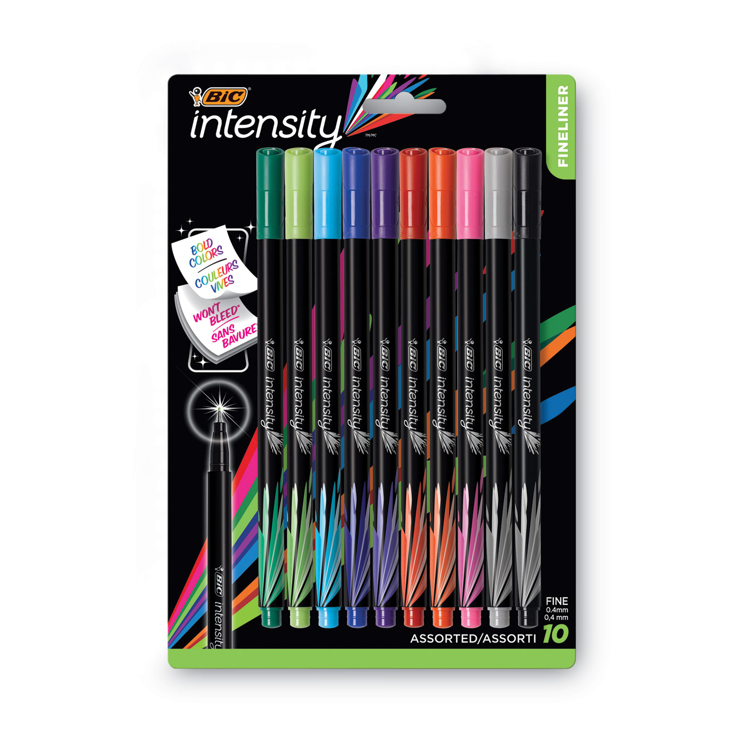 Intensity Porous Point Pen, Stick, Extra-Fine 0.4 mm, Assorted Ink and  Barrel Colors, 10/Pack - clickonsupplies