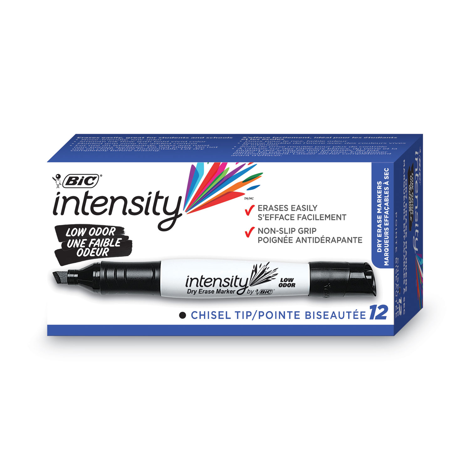 Intensity Low Odor Chisel Tip Dry Erase Marker, Broad Chisel Tip, Black,  Dozen - Pointer Office Products