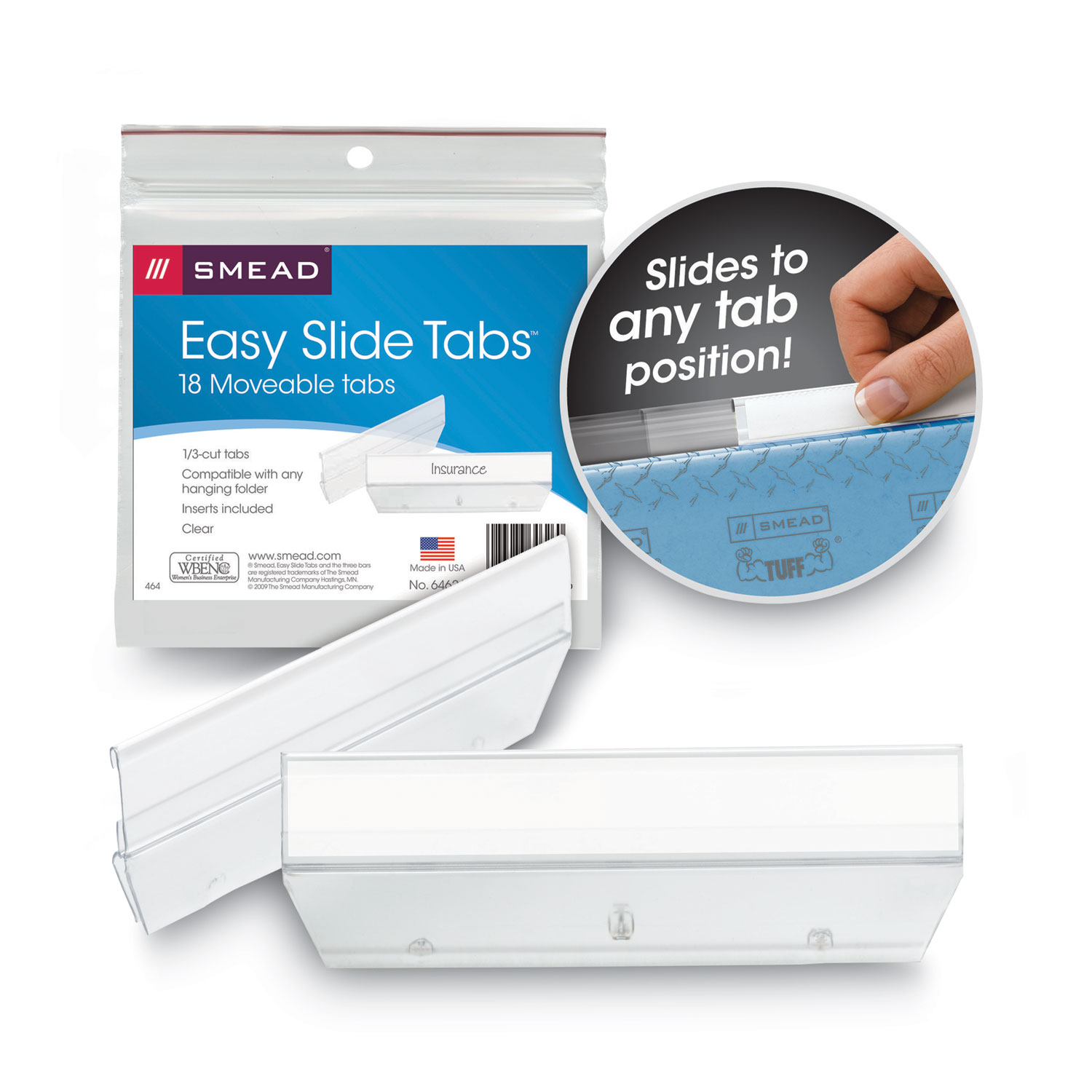 Smead Easy Slide Hanging Folder Tabs - Clear Poly Tab(s) - Acid-free ...