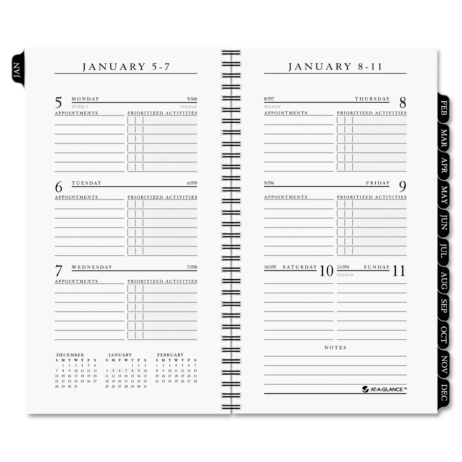Executive Pocket Size Weekly/Monthly Planner Refill, 3 1/4 x 6 1/4, White, 2018