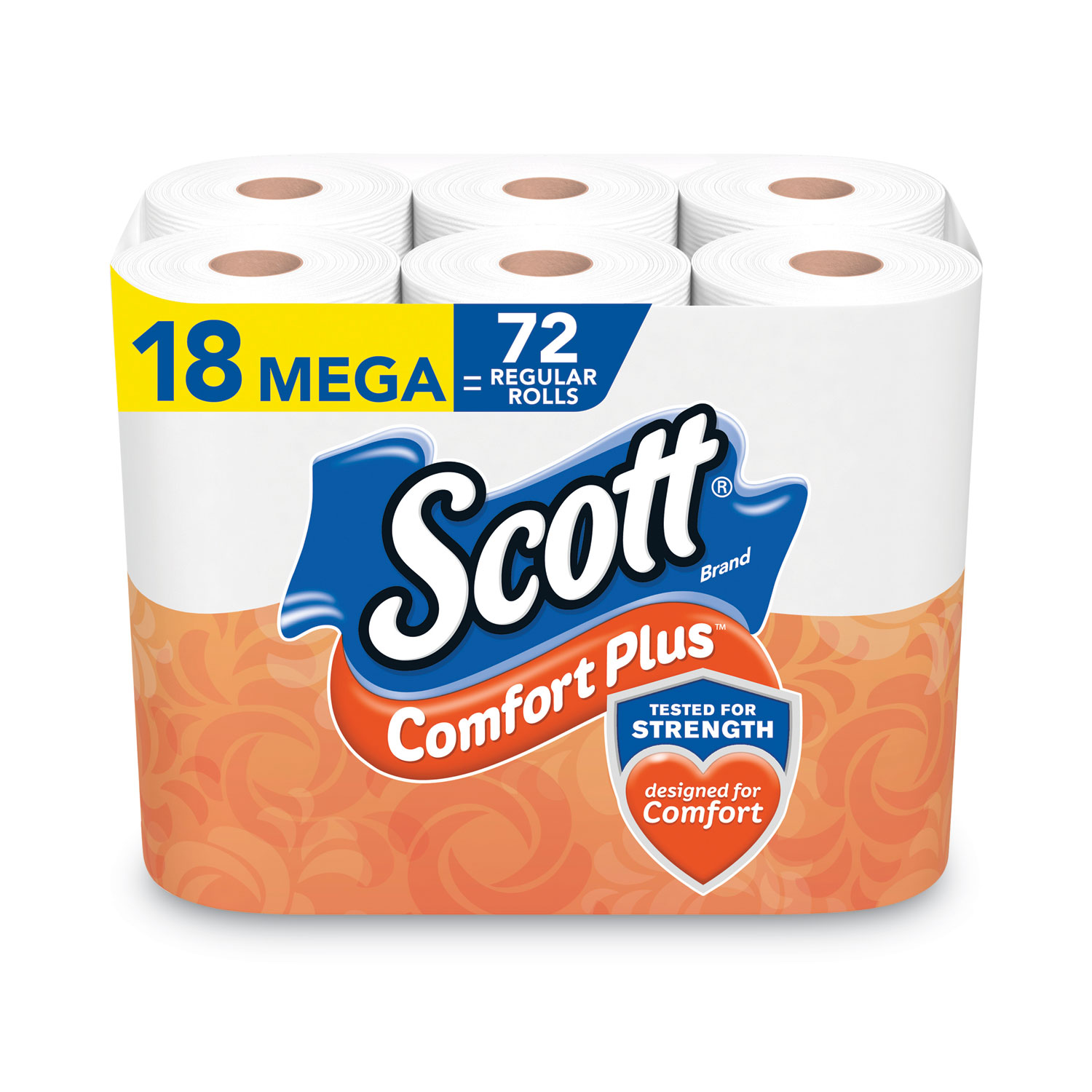 ComfortPlus Toilet Paper, Mega Roll, Septic Safe, 1-Ply, White, 425 Sheets/Roll, 18 Rolls/Pack