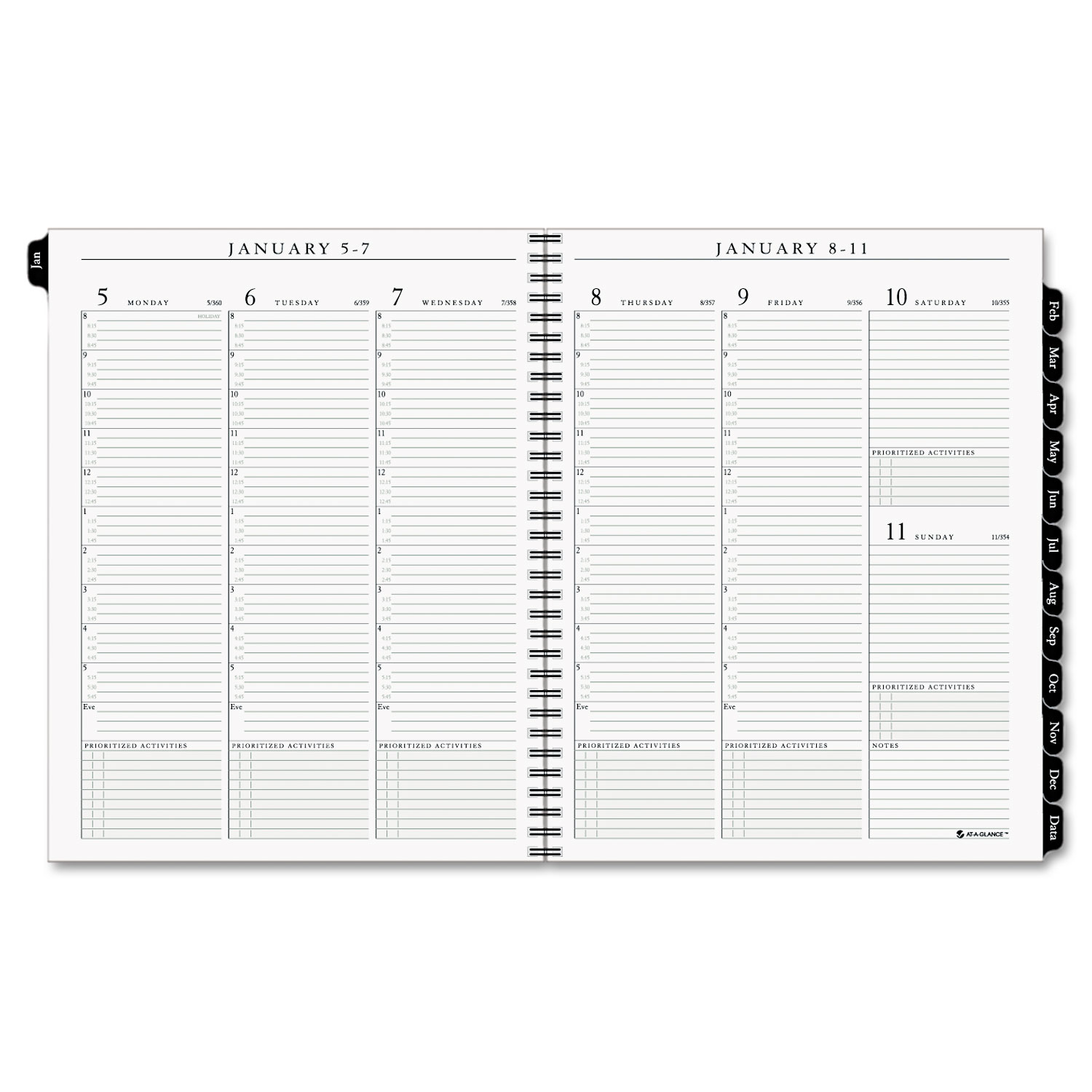 Executive Weekly/Monthly Planner Refill, 15-Minute, 8 1/4 x 10 7/8, 2018