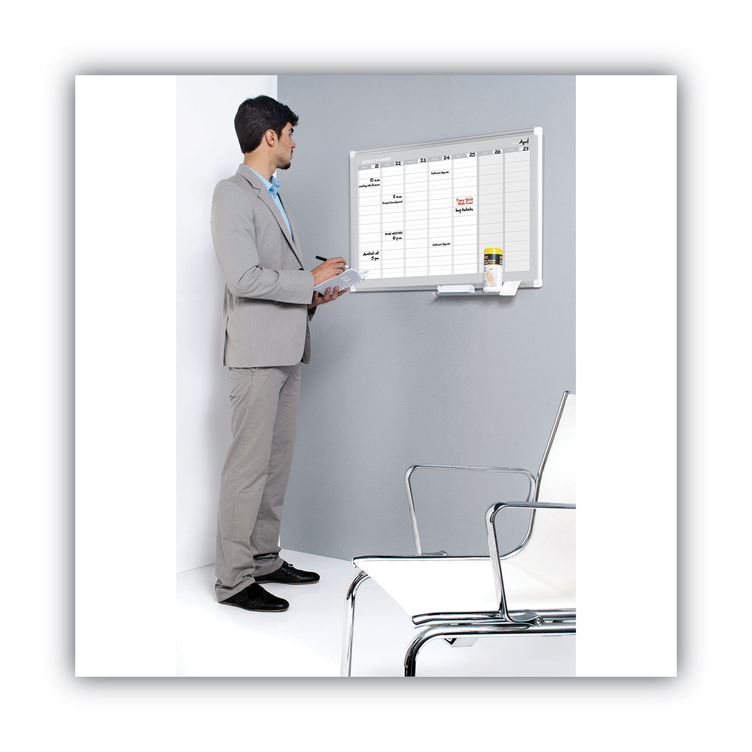 MasterVision Magnetic Dry Erase Roll - 2 (0.2 ft) Width x 600 (50 ft)  Length - White - 1 / Roll