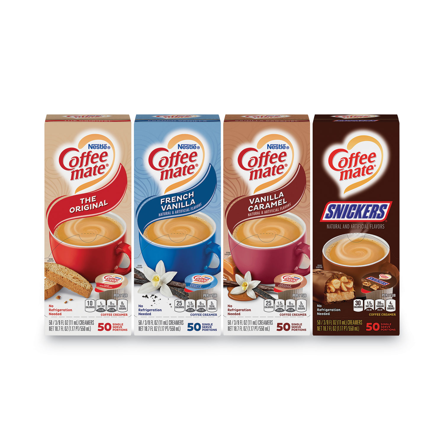 Coffee, Tea & Accessories; Creamer Type: Liquid; Container Size: 0.38 oz;  Container Type: Mini Cups; Flavor: Caramel Chocolate