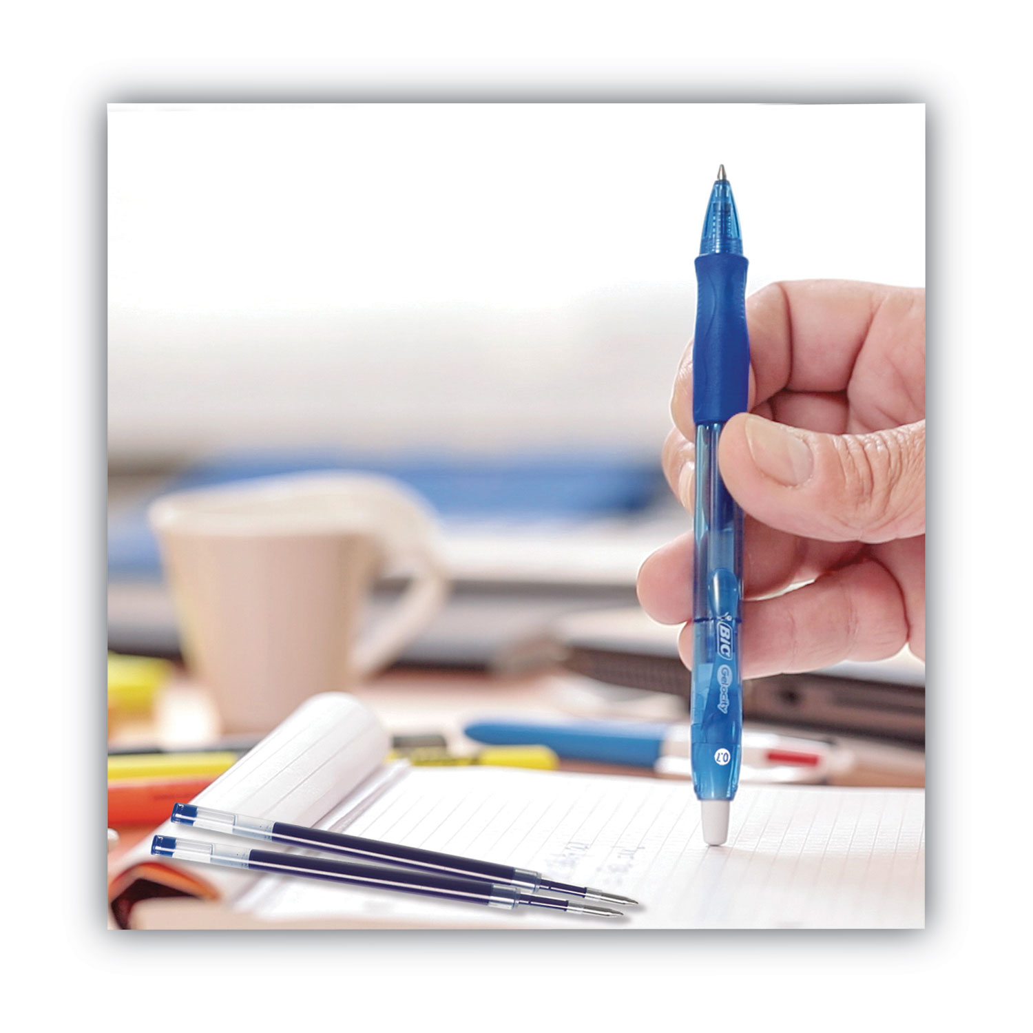 Bic Gel-ocity Quick Dry Retractable Gel Pen, 0.7mm, Assorted Ink/Barrel,  Dozen, BICRGLCG11AST