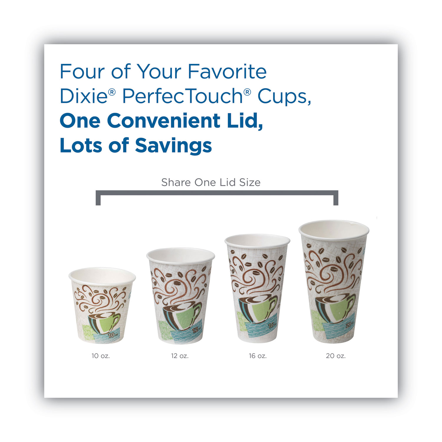 Dixie PerfecTouch 12 oz. Hot Cups and Dixie Dome Plastic Hot Cup Lids,  50/pack