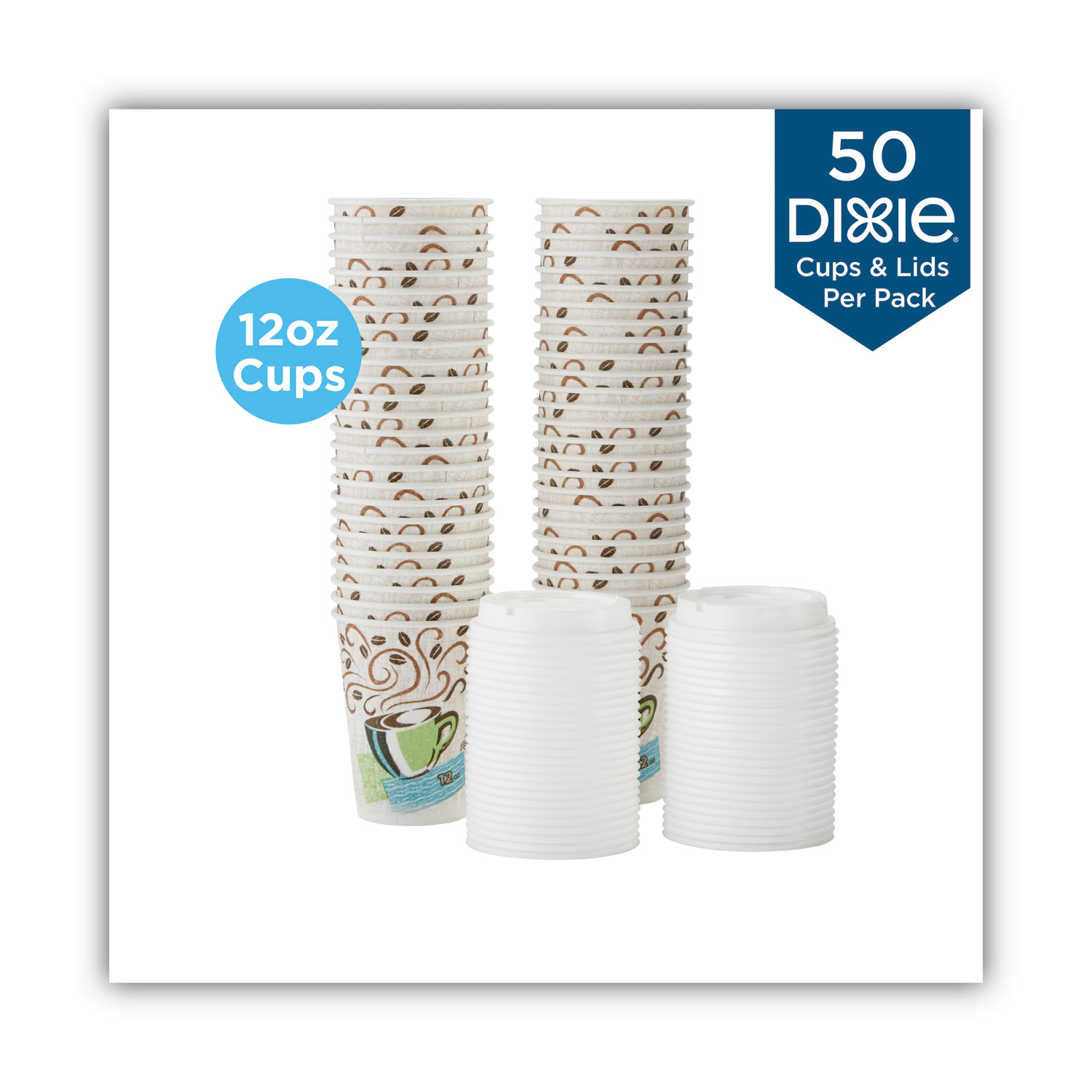 Dixie PerfecTouch Grab 'N Go 12 oz Paper Cups & Lids