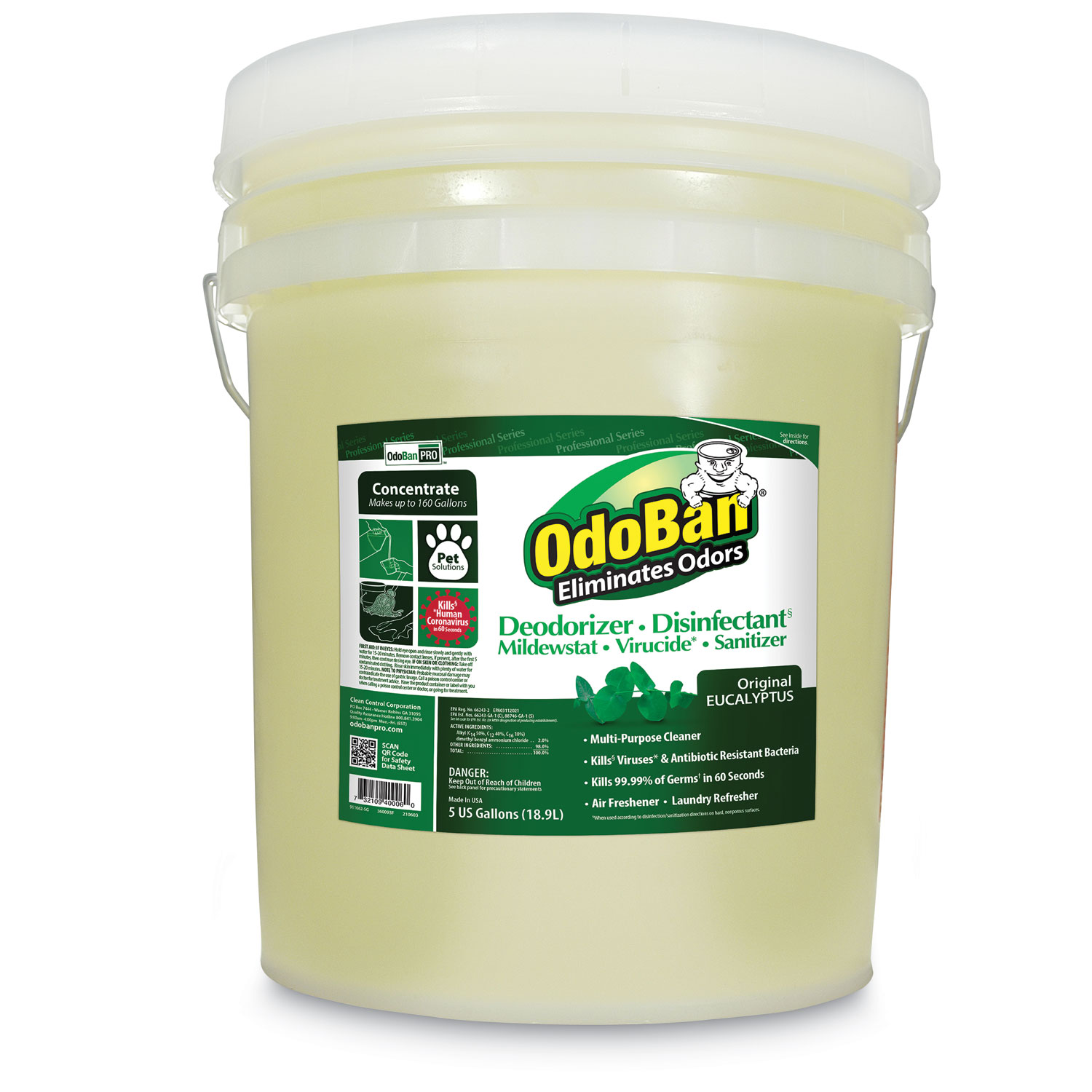 Concentrated Odor Eliminator and Disinfectant, Eucalyptus, 5 gal Pail -  BOSS Office and Computer Products