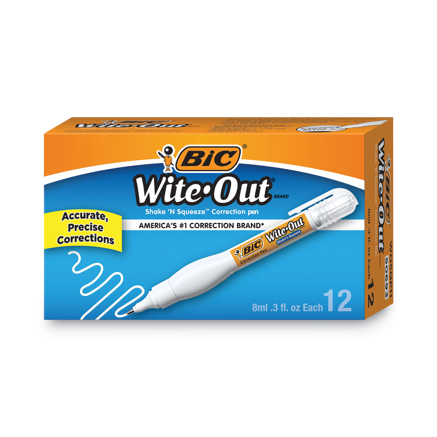 Wite-Out Shake 'n Squeeze Correction Pen, 8 mL, White - BOSS