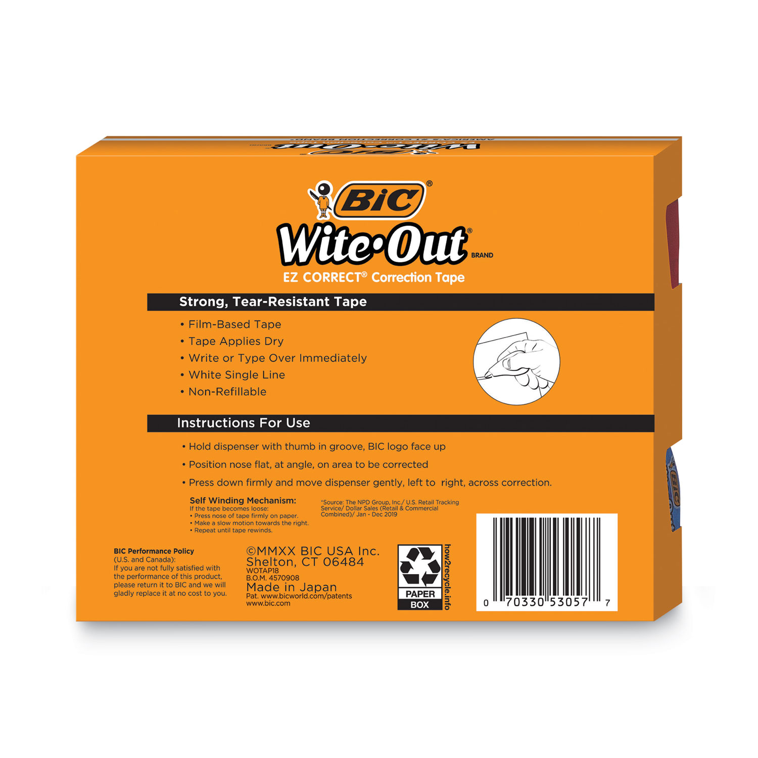 Wite-Out EZ Correct Correction Tape, Non-Refillable, Randomly Assorted  Applicator Colors, 0.17 x 400, 4/