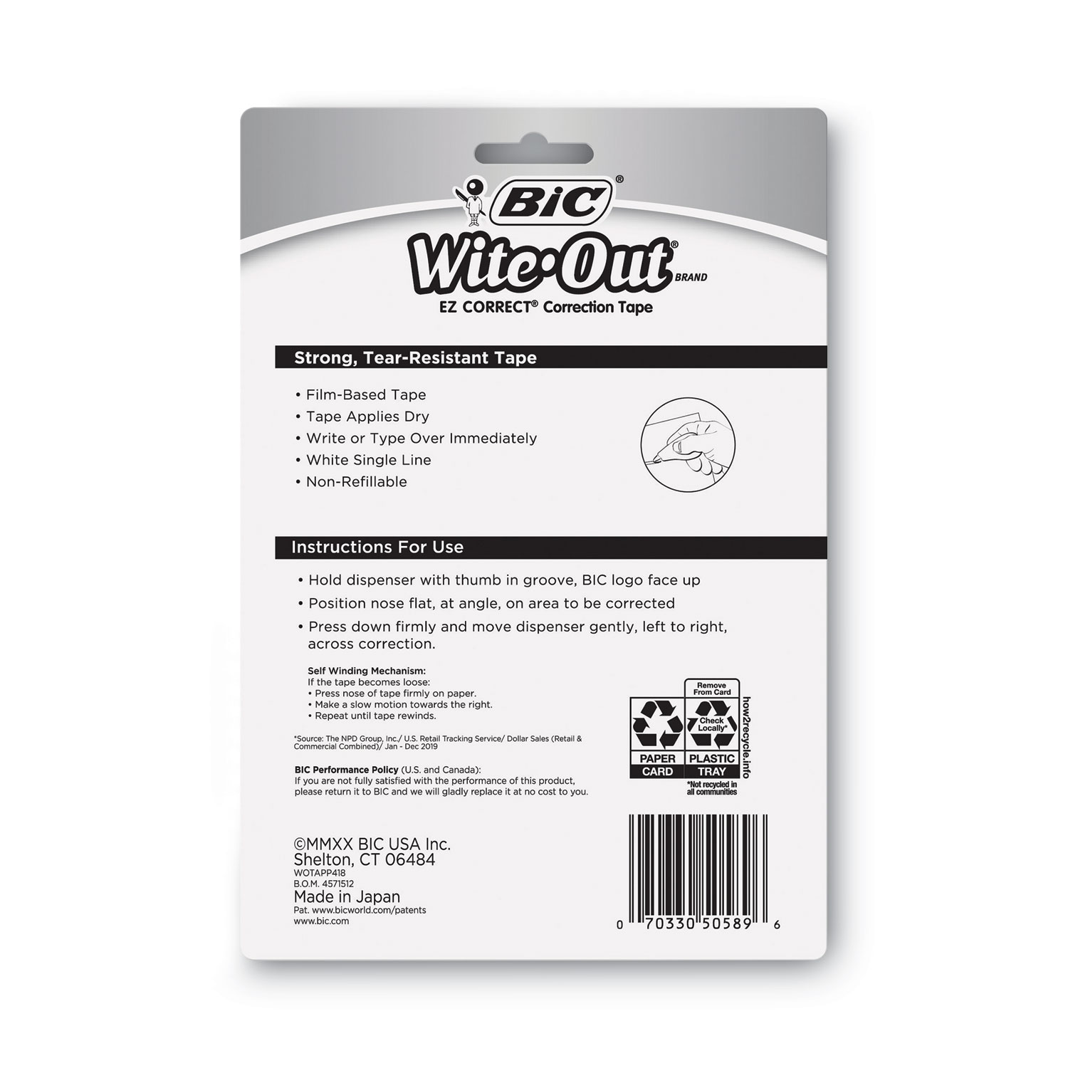BIC White-Out Brand EZ Correct Correction Tape, 4 Count
