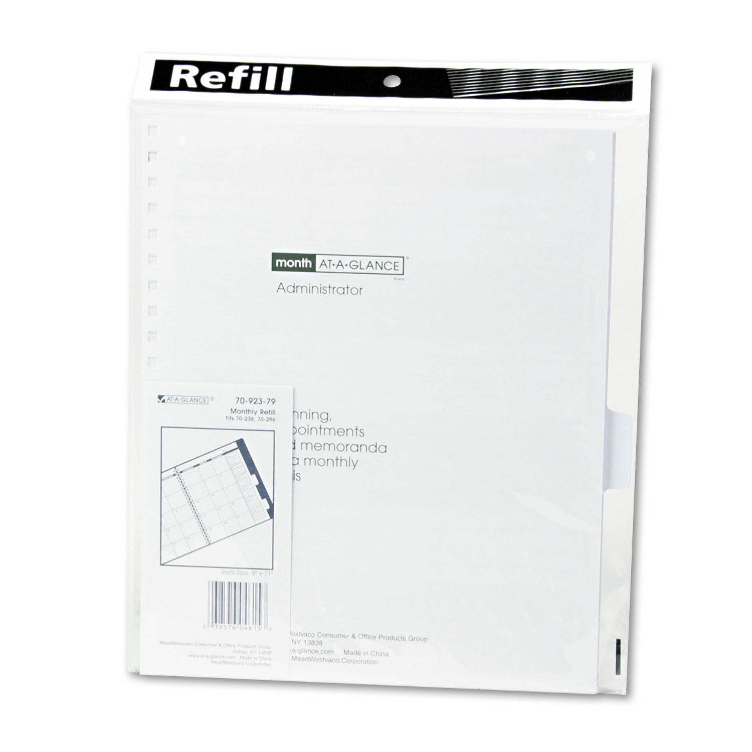 Three/Five-Year Monthly Planner Refill, 9 x 11, White, 2019