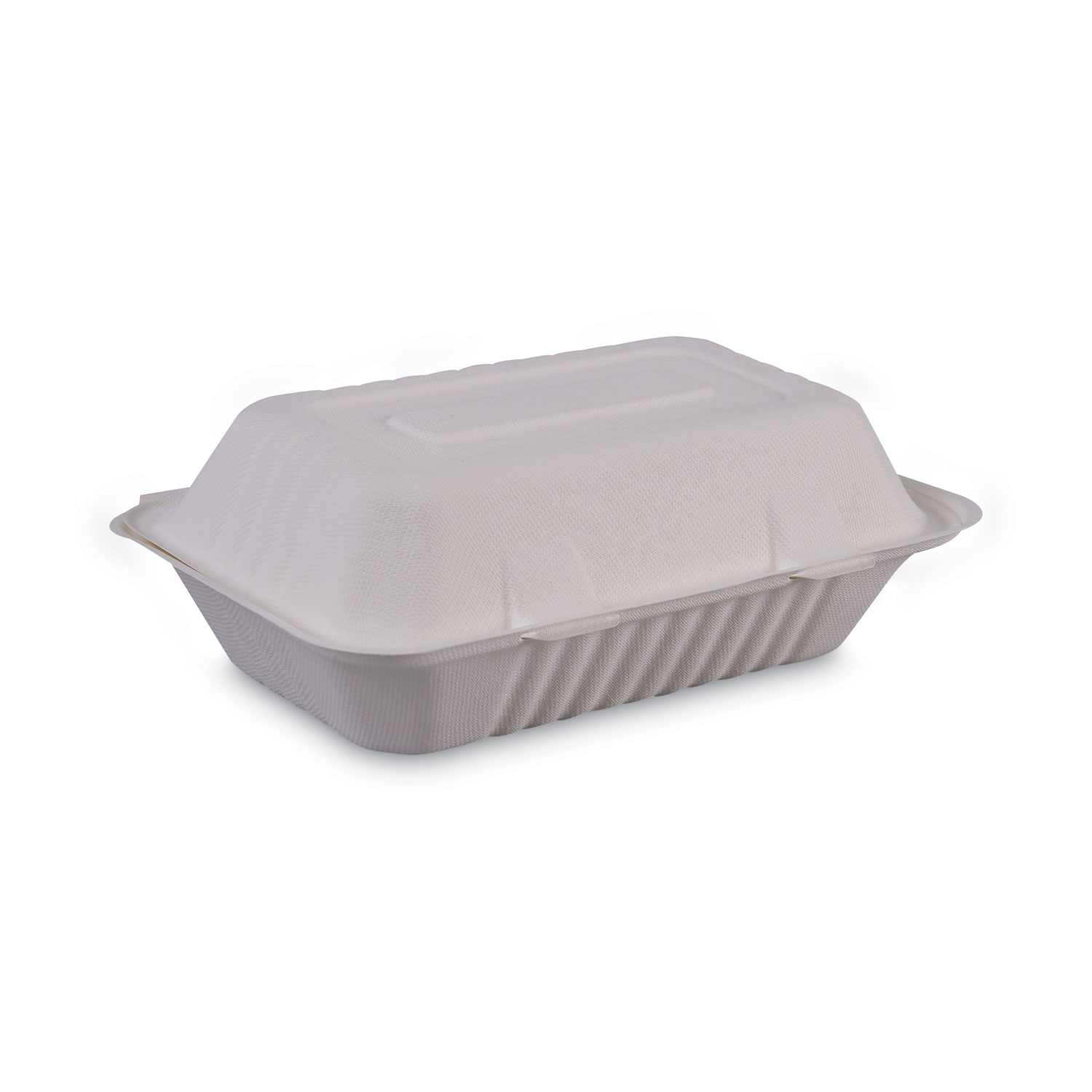 9 x 9 x 3.19 Large 3 Section Molded Fiber Hinged Lid Containers