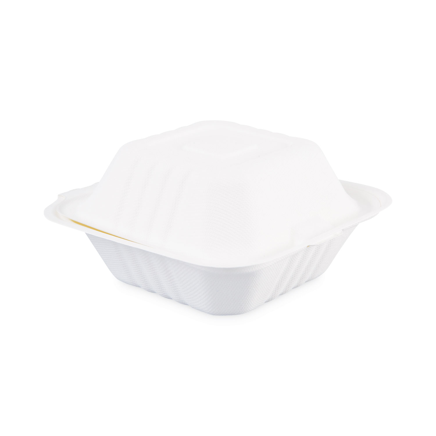 Boardwalk - BWKHINGEWF3CM9 - Bagasse Molded Fiber Food Containers, Hinged-Lid, 3-Compartment 9 x 9, White, 100/Sleeve, 2 Sleeves/Carton