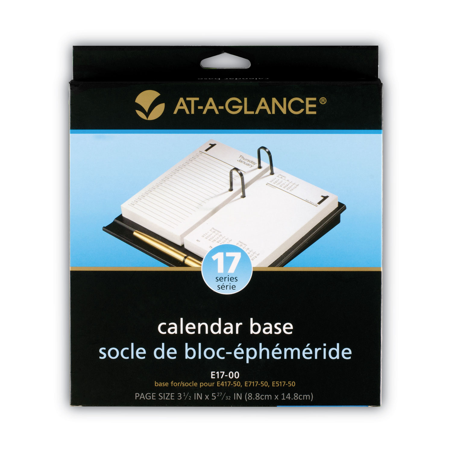 5 Pack Black AT-A-GLANCE Loose-Leaf Desk Calendar Base for 3.5 x 6 Inch Page Size E17-00 