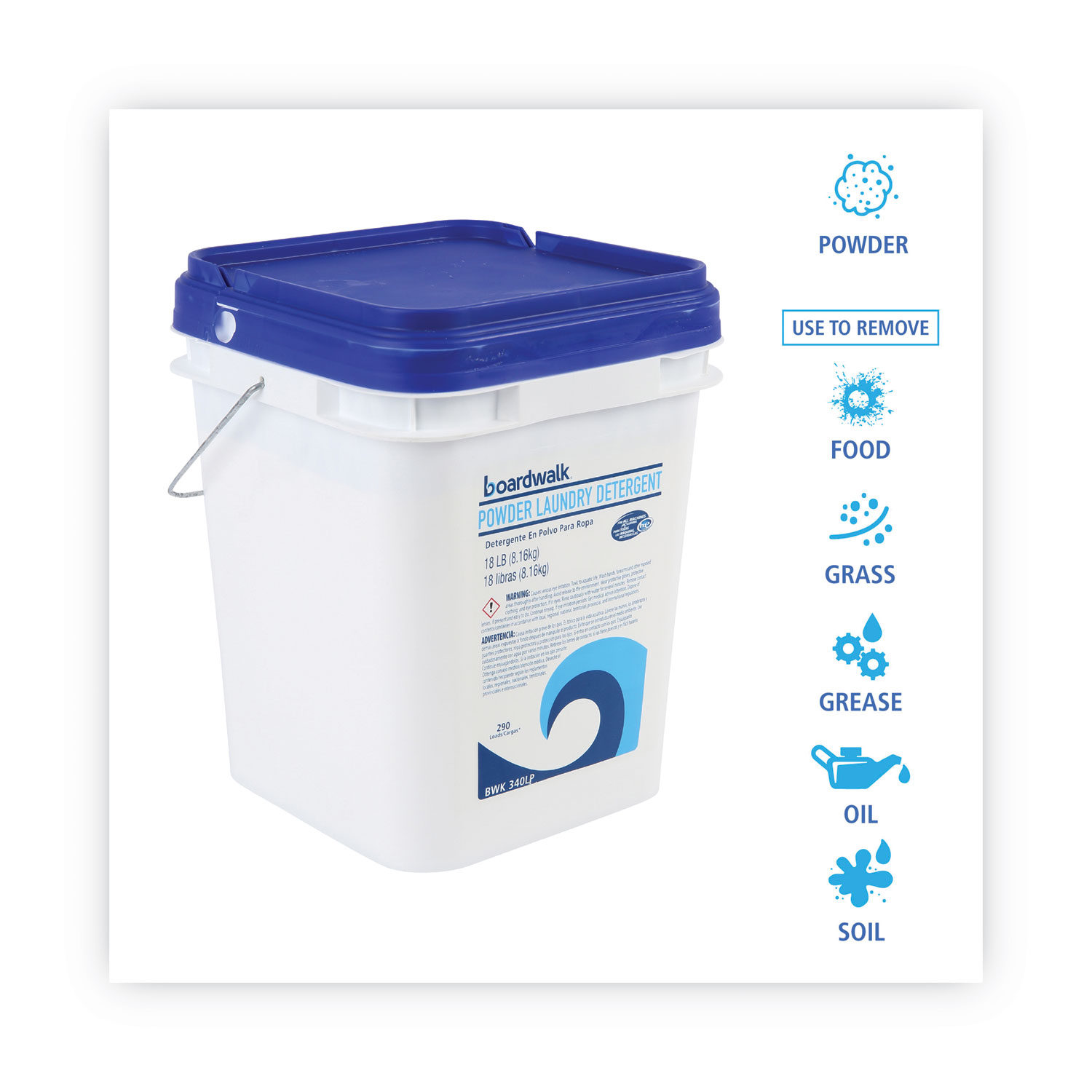 Laundry Detergent Powder, Crisp Clean Scent, 18 lb Pail Cartridge Savers