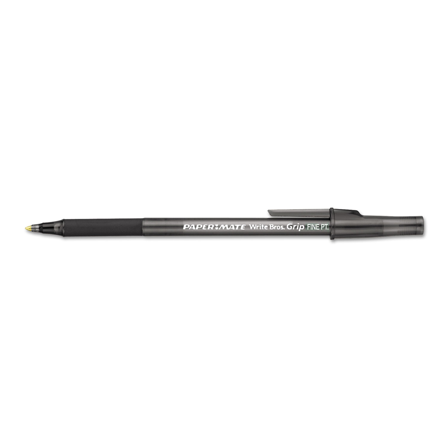  Paper Mate 8808287 Write Bros. Grip Stick Ballpoint Pen, 0.8mm, Black Ink, Smoke/Black Barrel, Dozen (PAP8808287) 