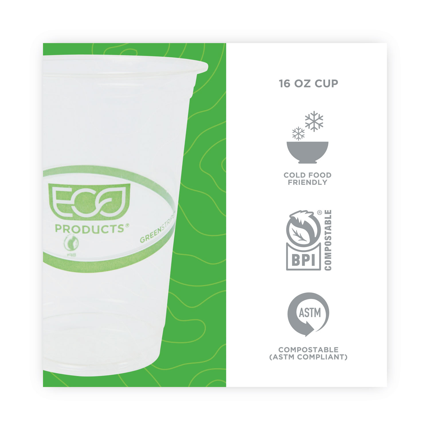 GreenStripe Renewable and Compostable Cold Cups, 16 oz, Clear, 50/Pack, 20  Packs/Carton - mastersupplyonline