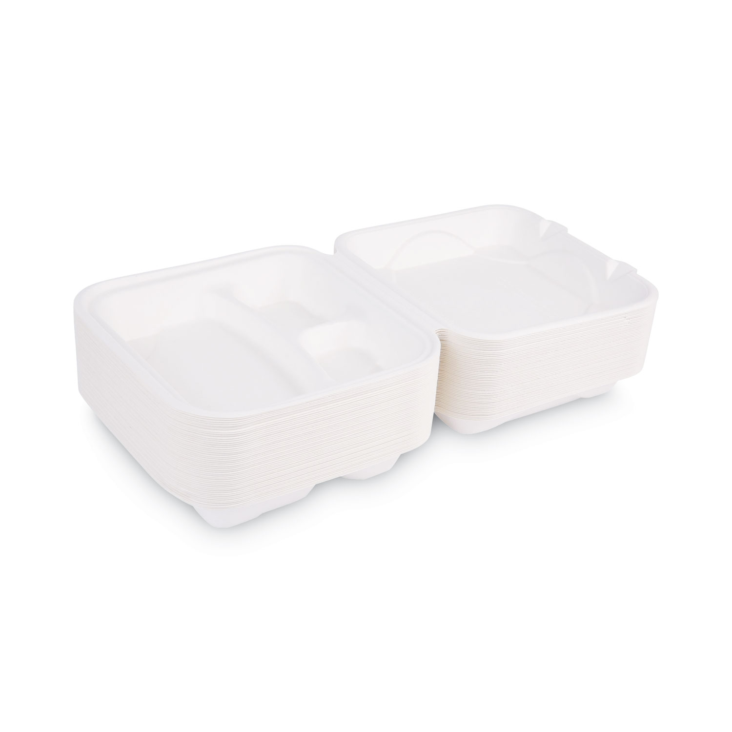 50 Pack Disposable Lunch Box, Clamshell to go Box Containers with Lids for  Carry Out & Take Out Food, 8 x 8 x 3 in.