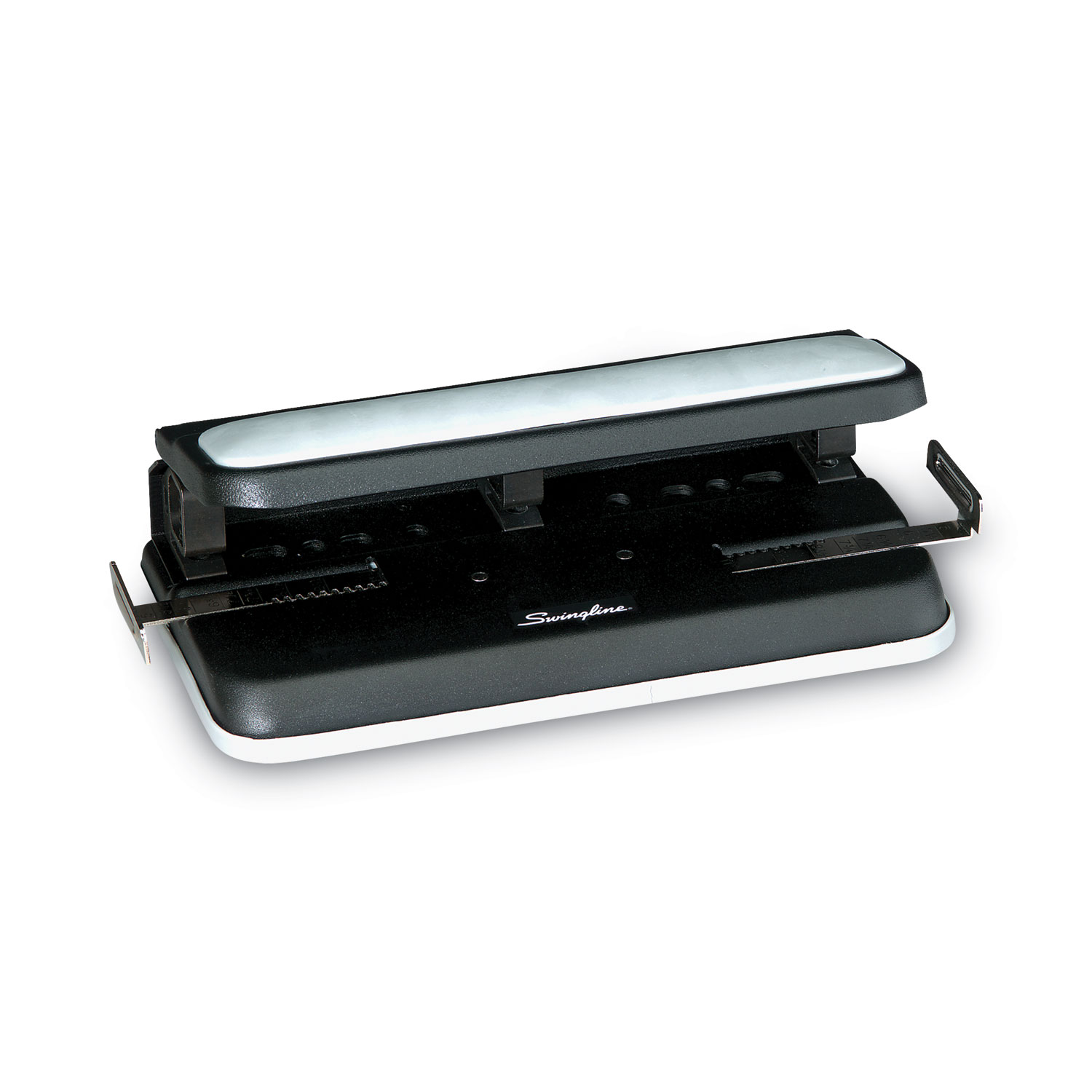 50-Sheet Deluxe Two-Hole Punch, 1/4 Holes, Gray/Blue