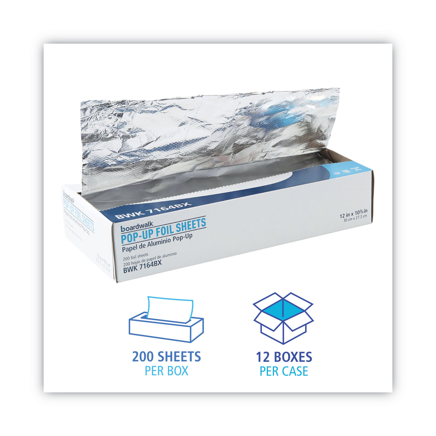 Standard Aluminum Foil Pop-Up Sheets, 9 x 10.75, 500/Box, 6 Boxes/Carton -  Zerbee